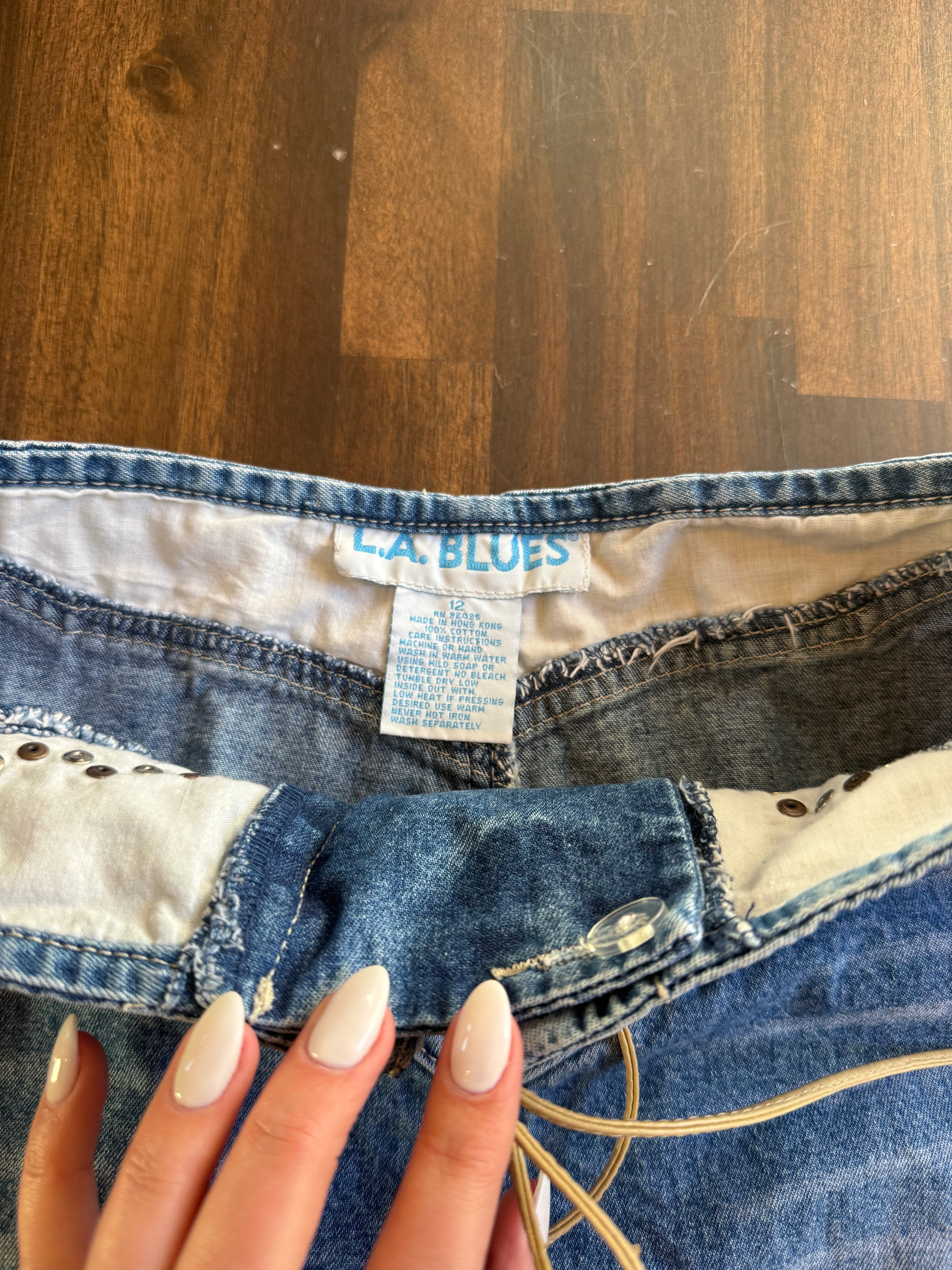 Lace Up Studded Skirt - Size 12