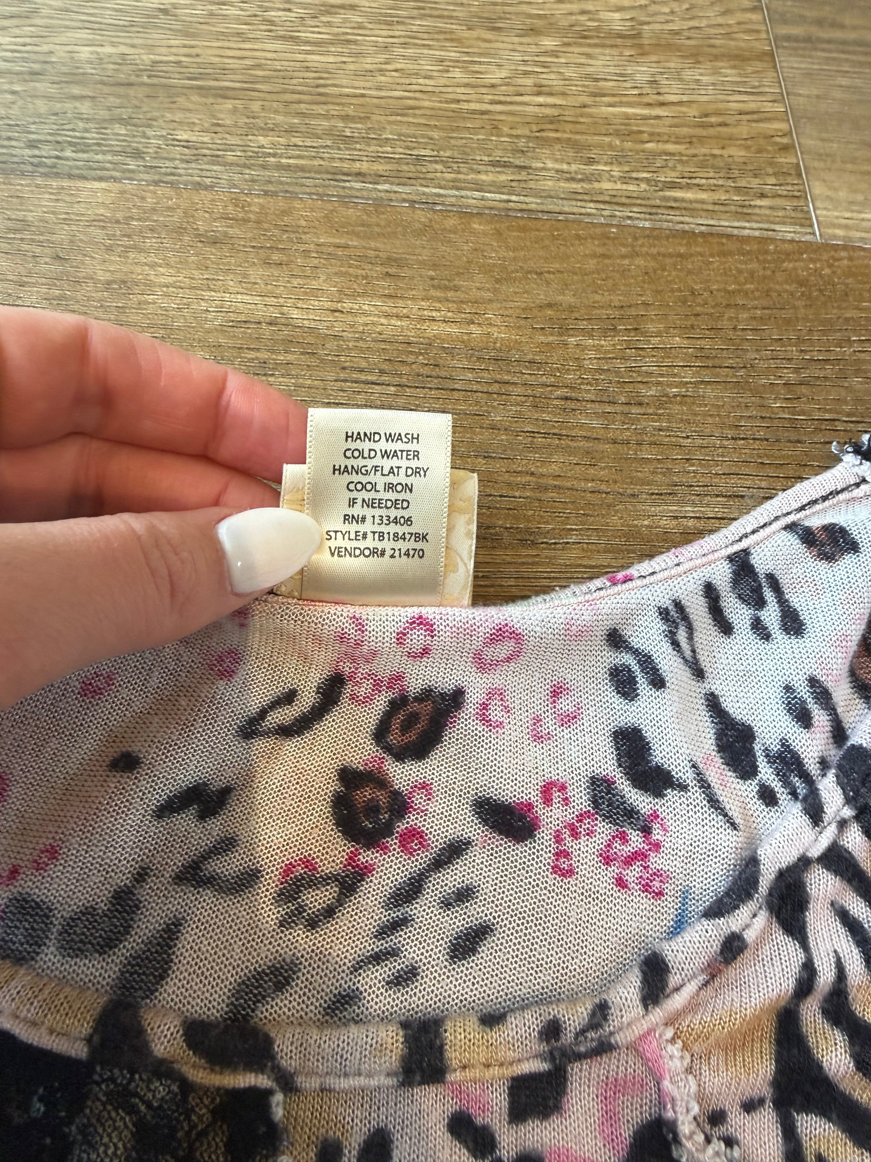 Multi Animal Print Lace Tee - Small