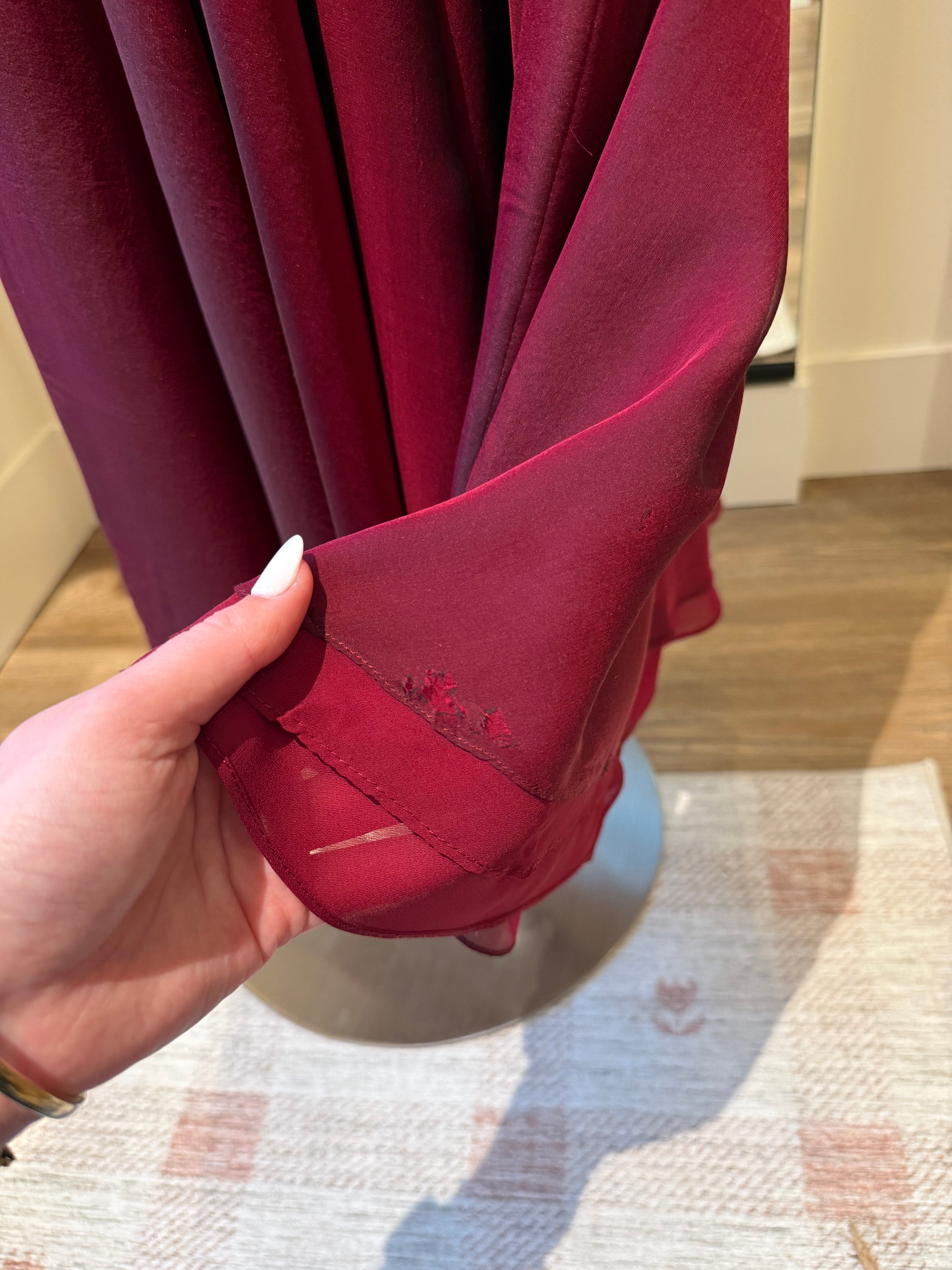 100% Silk Wine Elegant Dress - Size 2