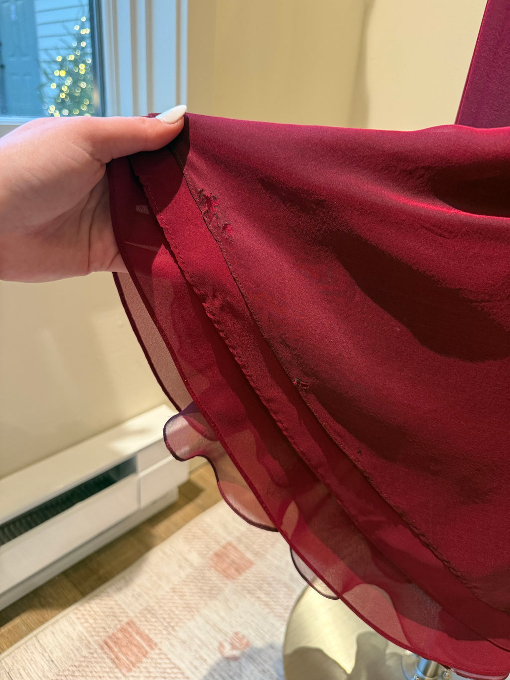 100% Silk Wine Elegant Dress - Size 2