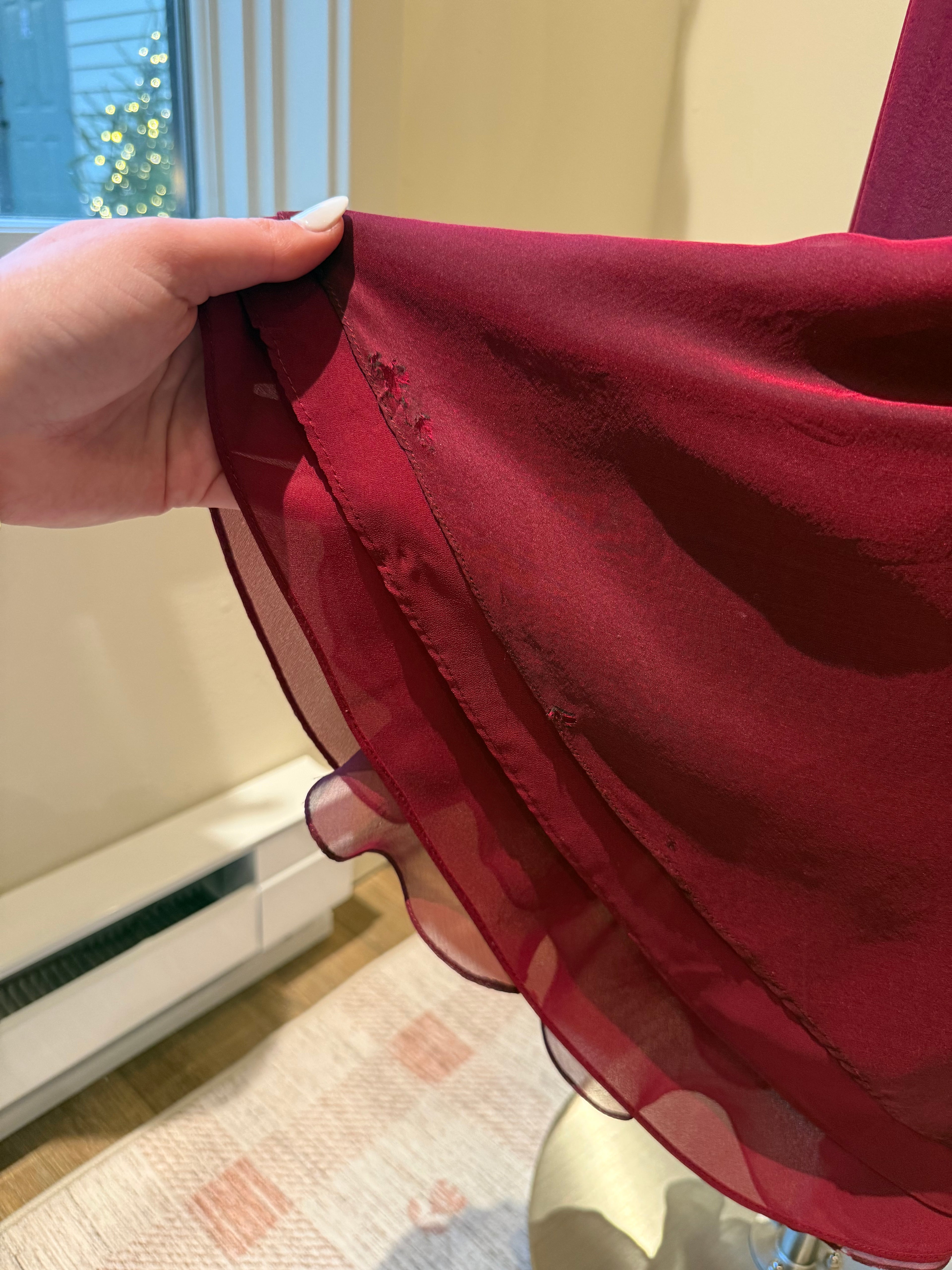 100% Silk Wine Elegant Dress - Size 2