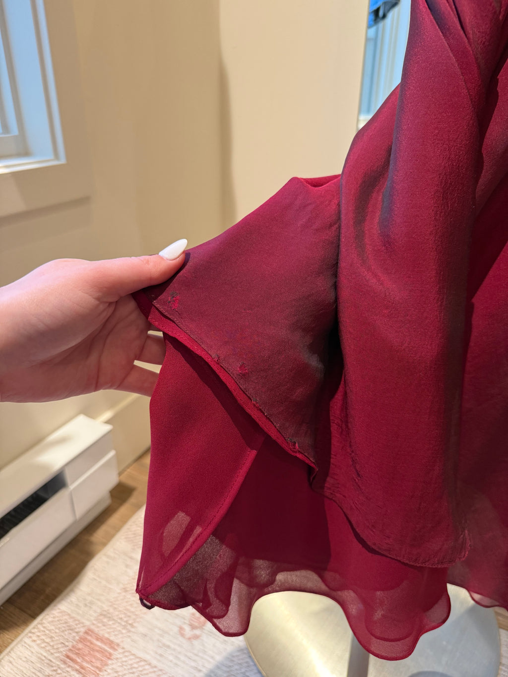 100% Silk Wine Elegant Dress - Size 2