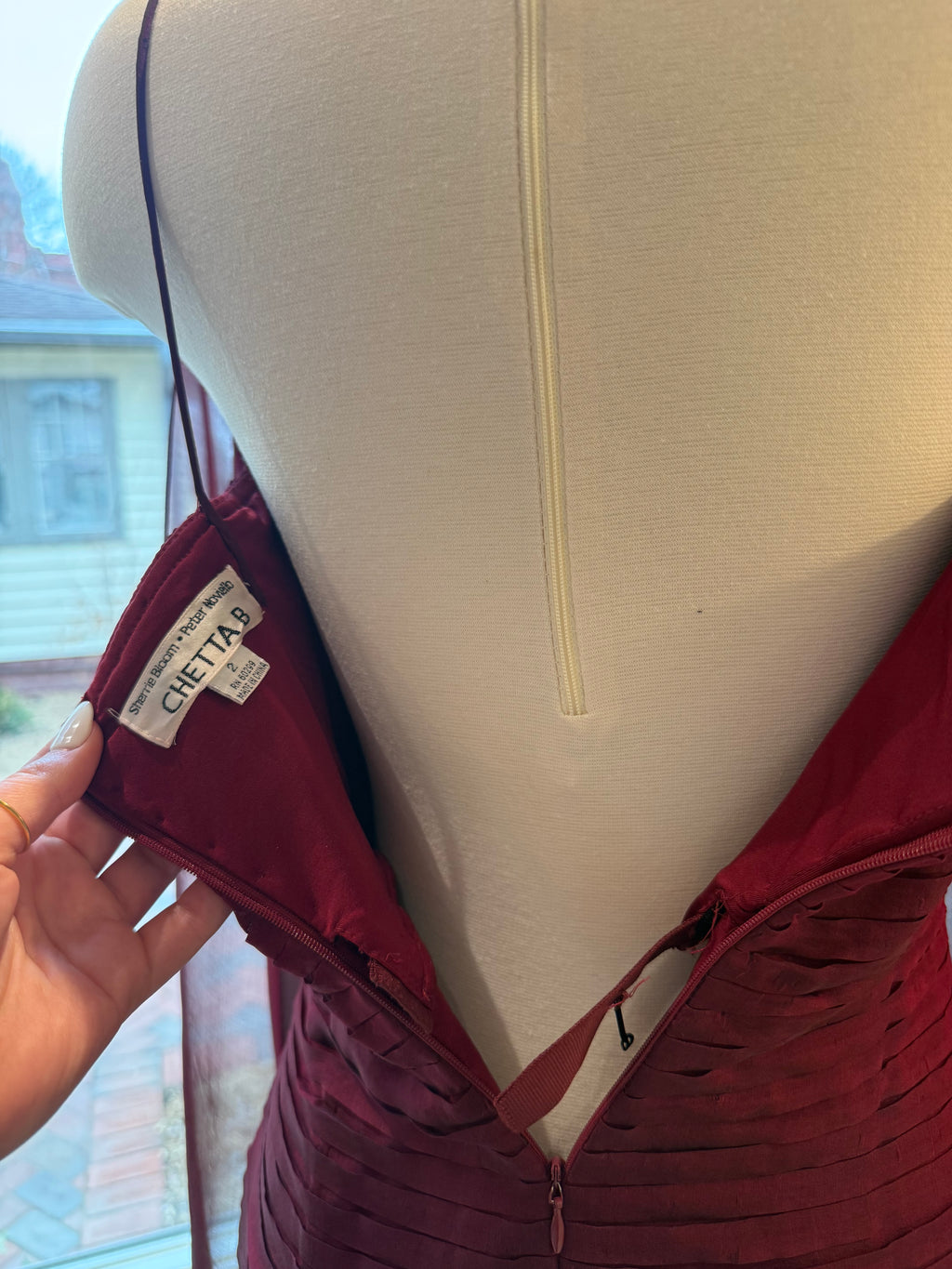 100% Silk Wine Elegant Dress - Size 2