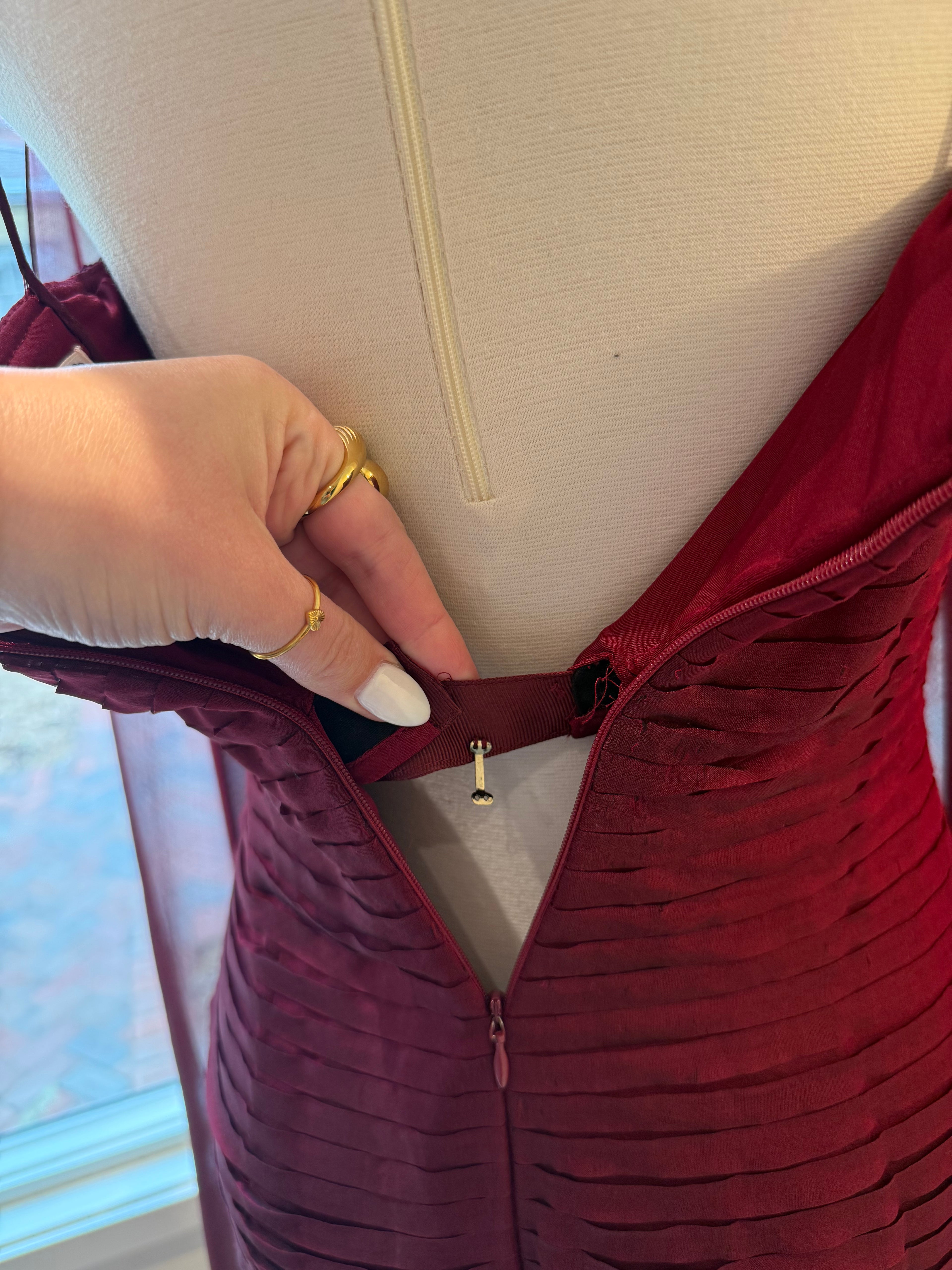 100% Silk Wine Elegant Dress - Size 2