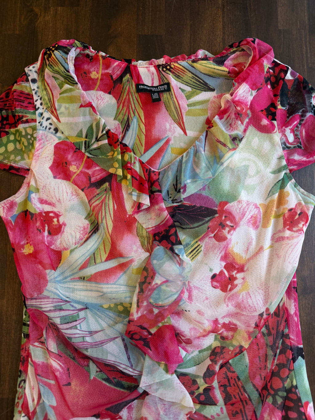 Floral Leopard Sheer Top - Large