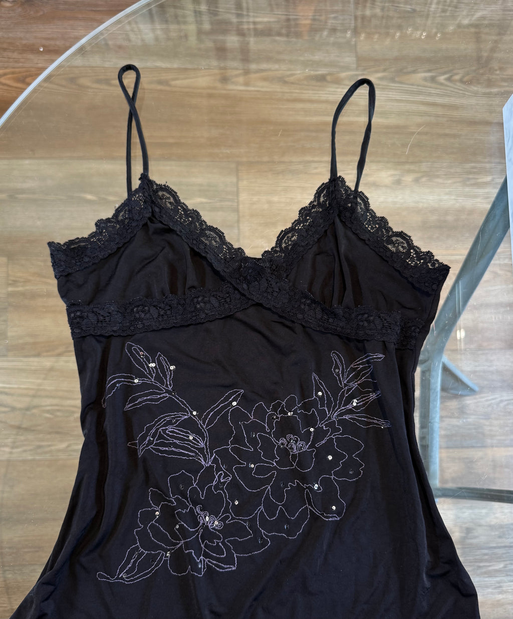 Floral Sequin Lace Cami - S/M