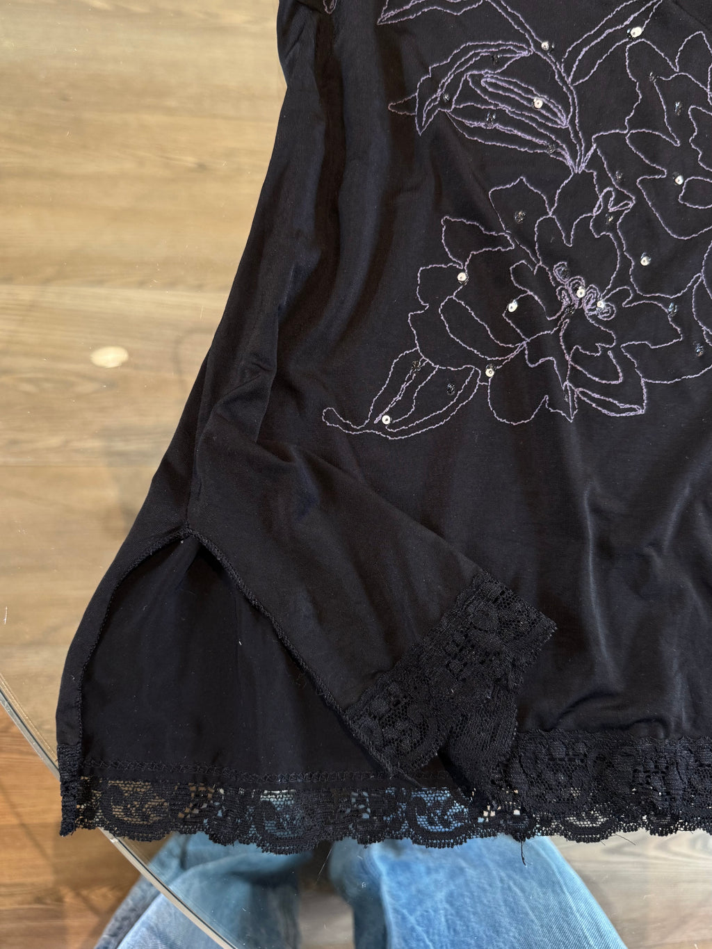 Floral Sequin Lace Cami - S/M