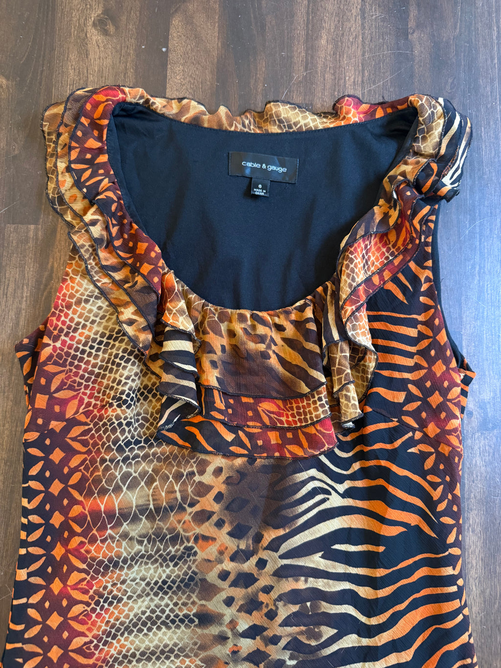Ruffle Orange Zebra Tank - S/M