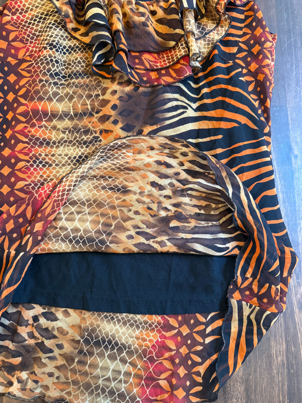 Ruffle Orange Zebra Tank - S/M