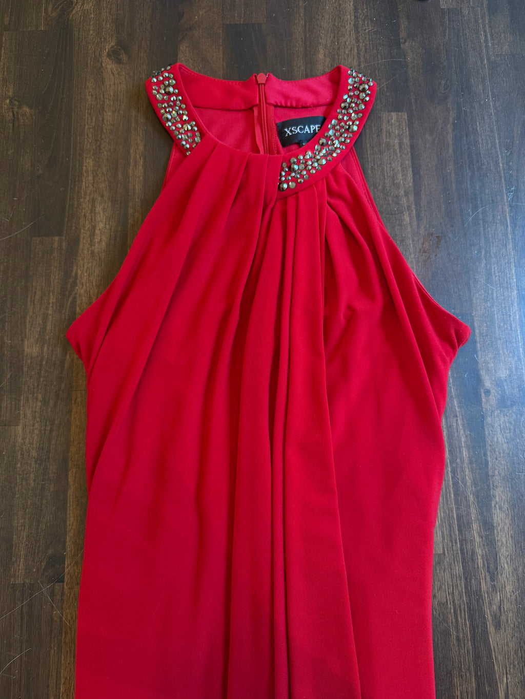 Xscape Red Embellished Halter Dress - 8P