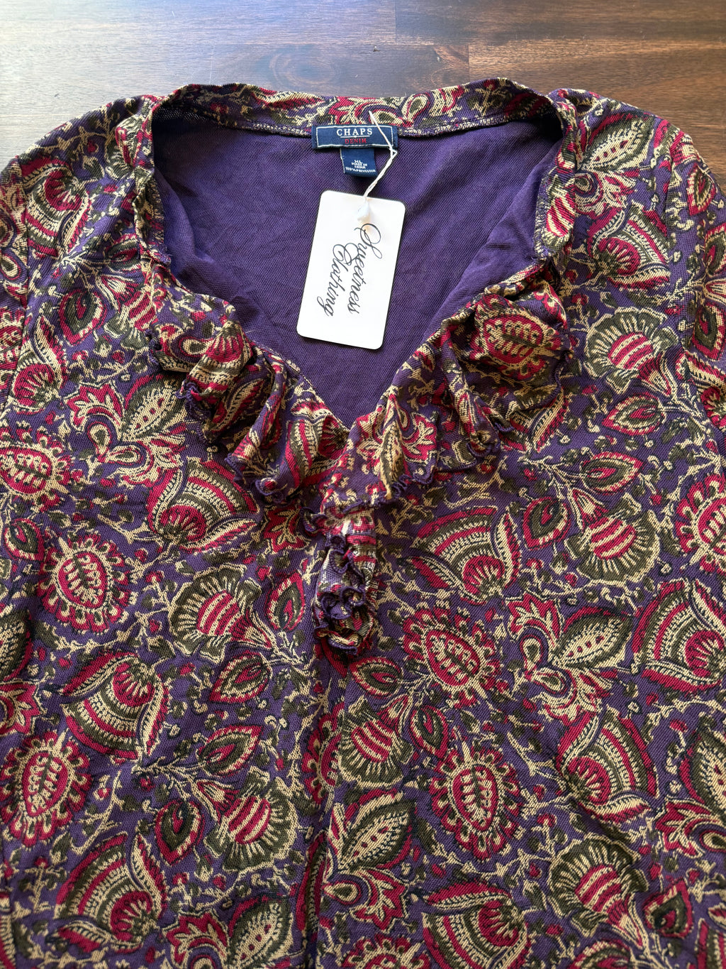 Ruffle Paisley Quarter Sleeve - XL