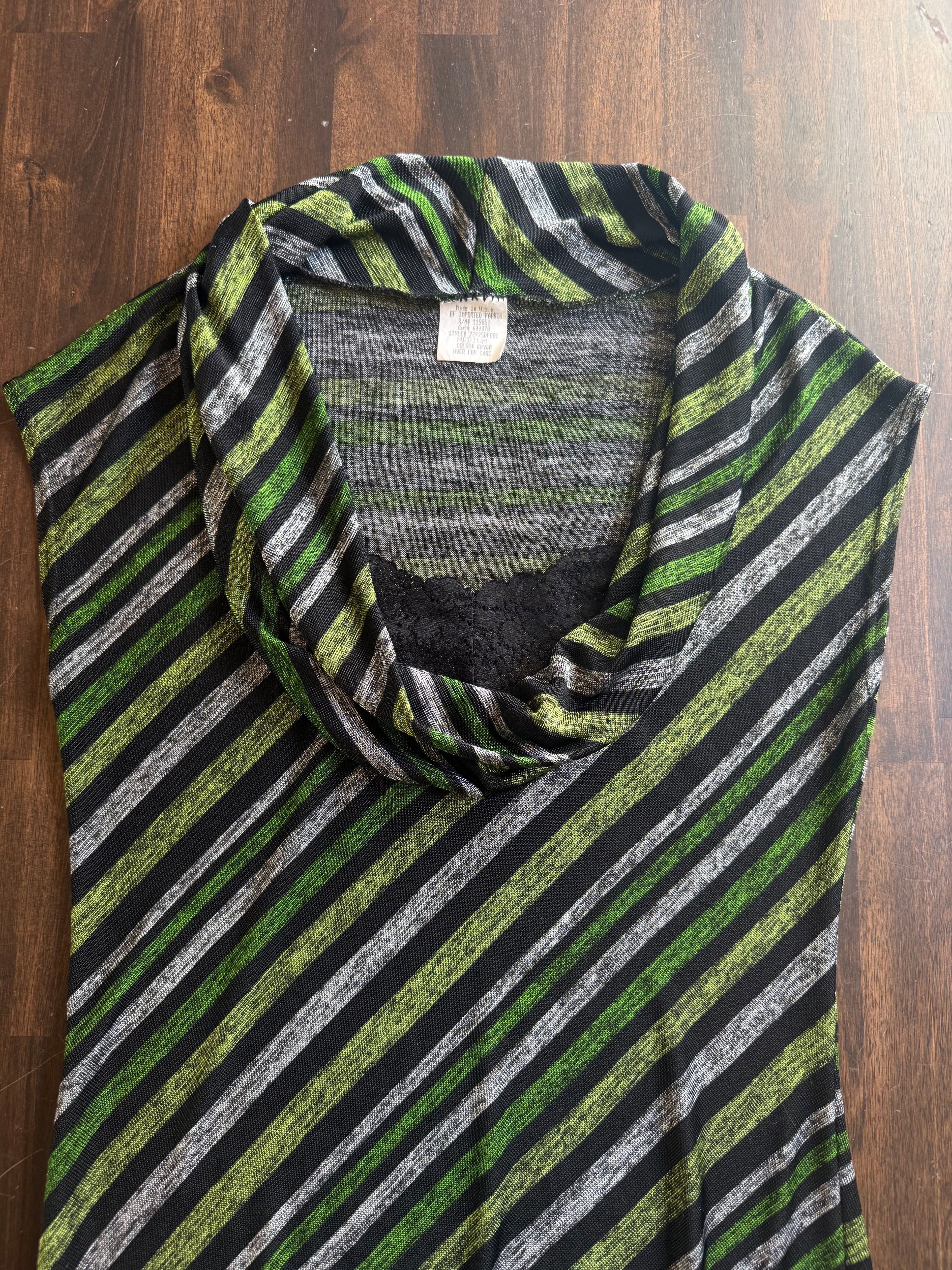 Green Cowl Neck Slinky Top - Medium