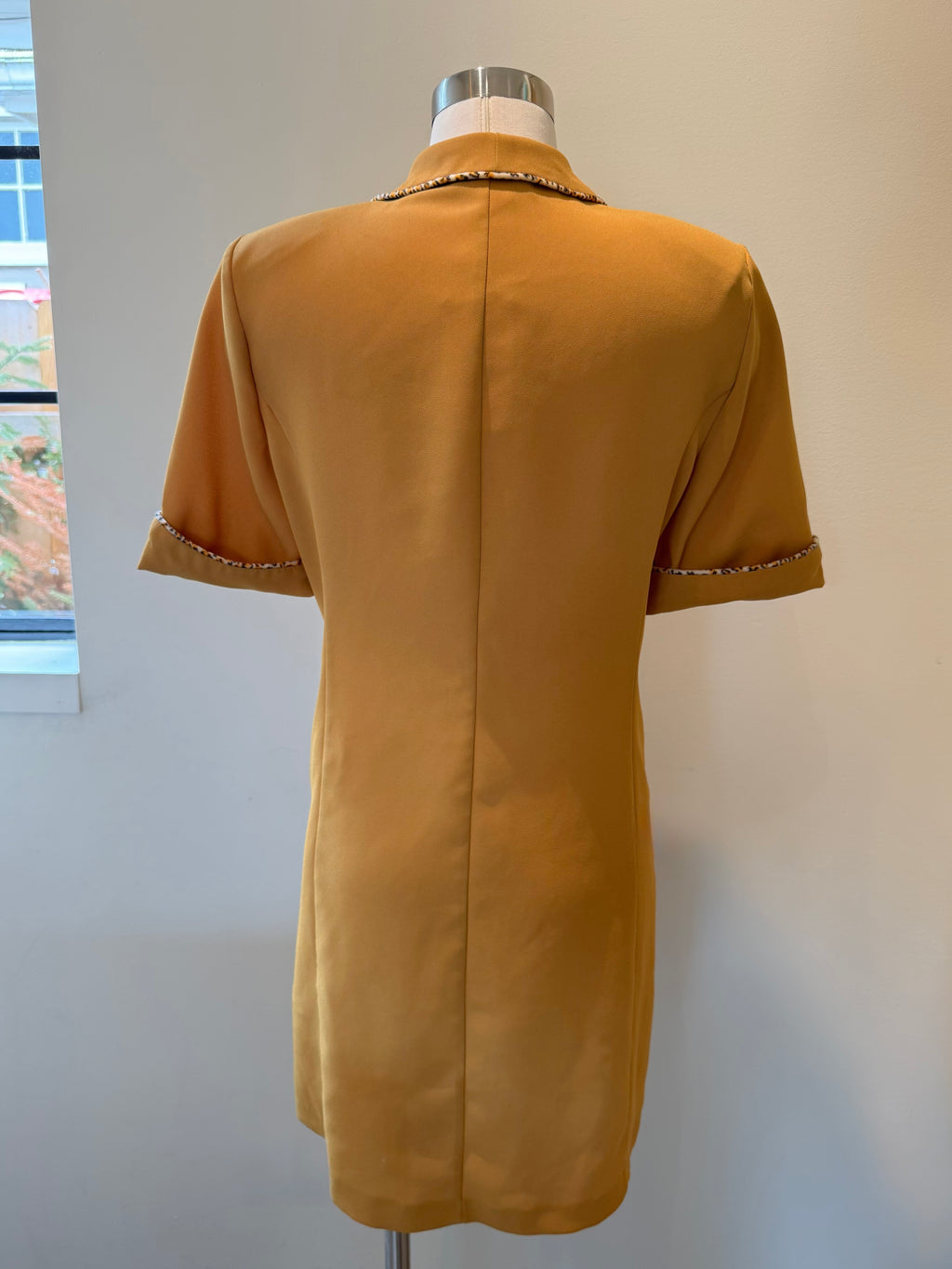 Yellow Leopard Trim Blazer Dress - Medium