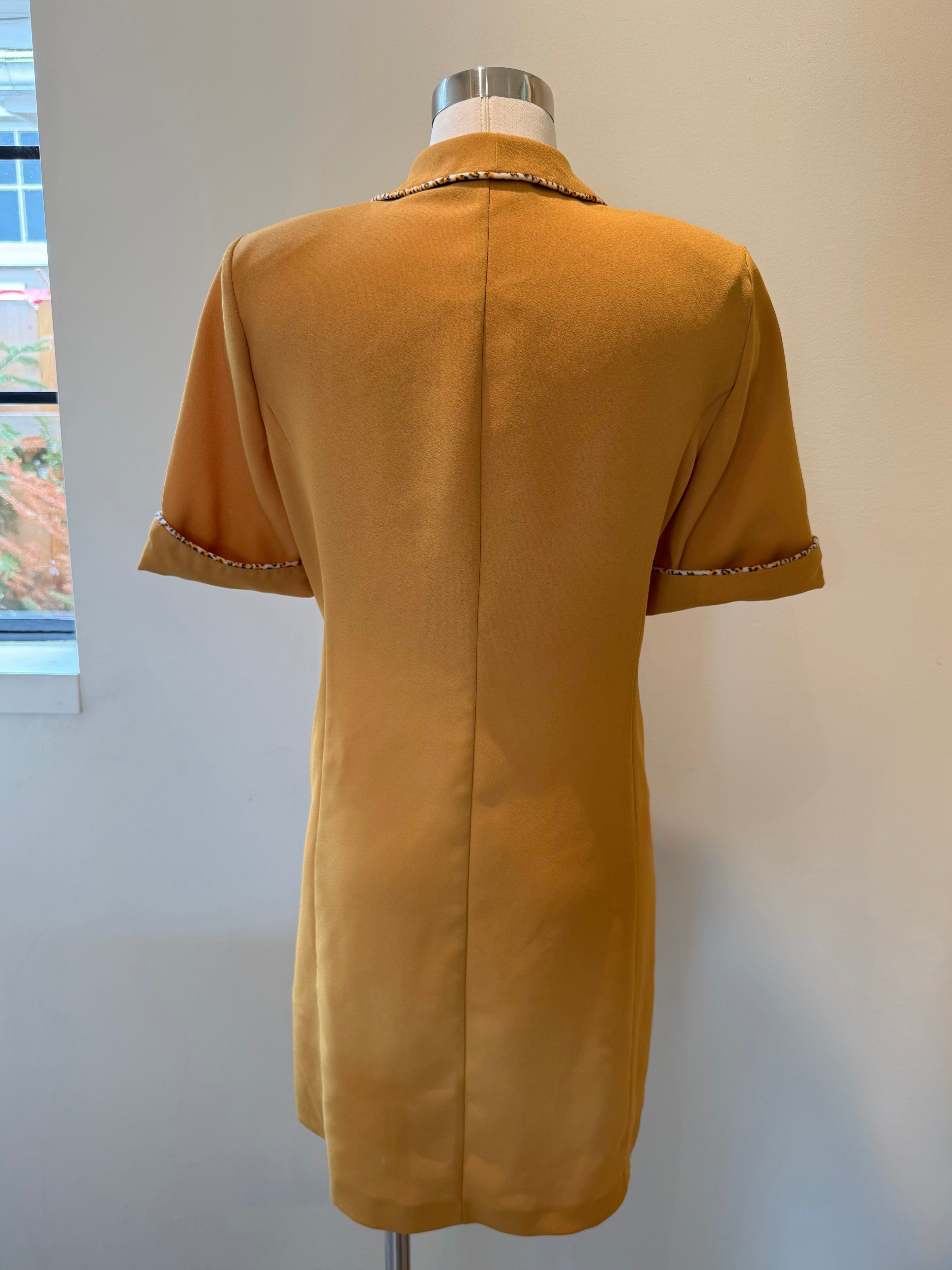 Yellow Leopard Trim Blazer Dress - Medium