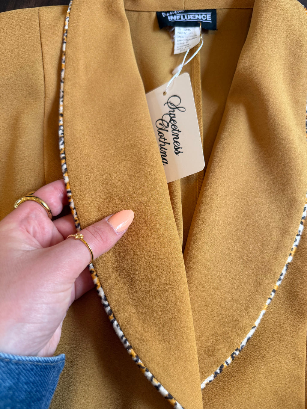 Yellow Leopard Trim Blazer Dress - Medium
