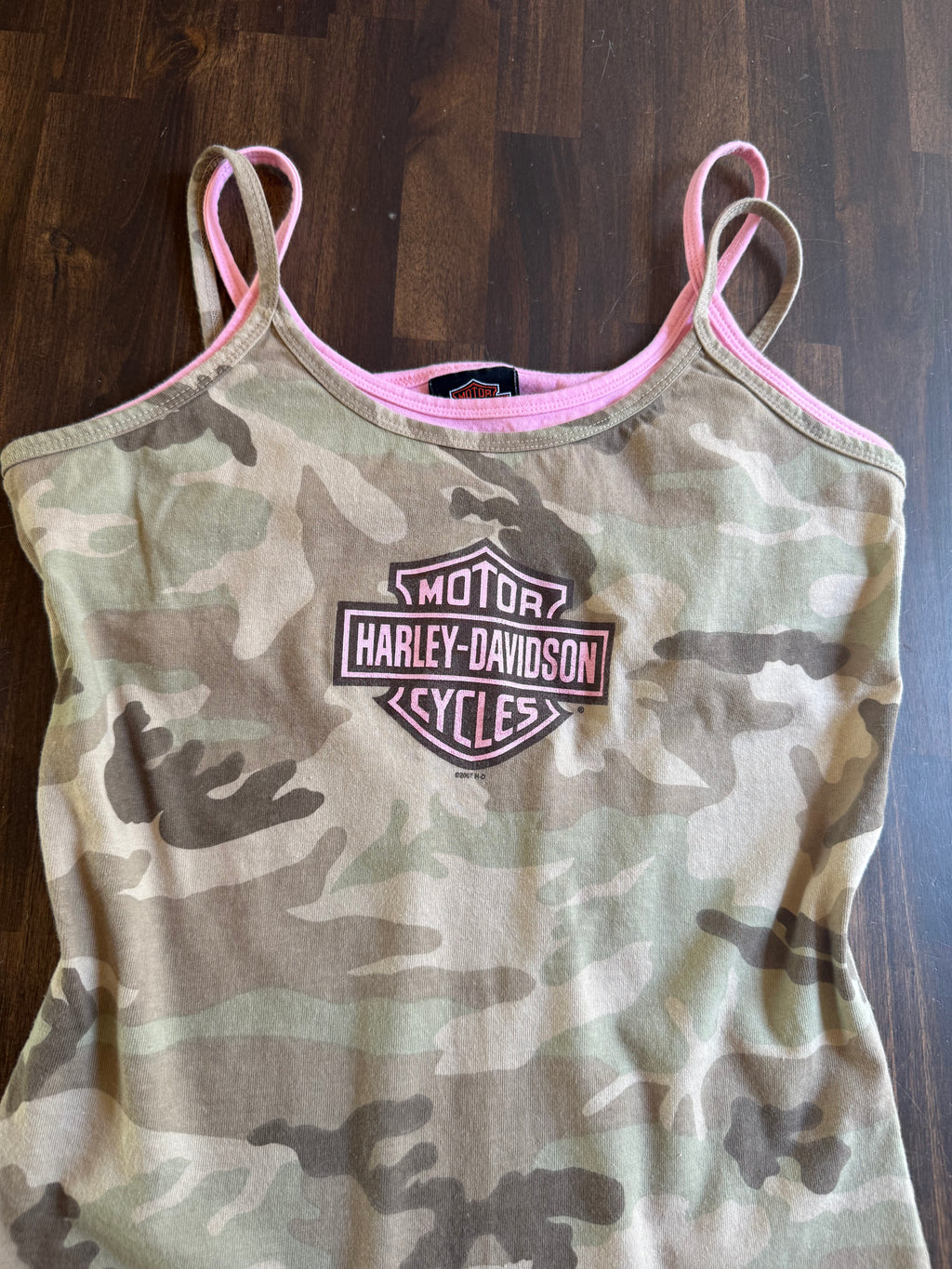 Harley Double Layered Pink Camo Tank - Medium