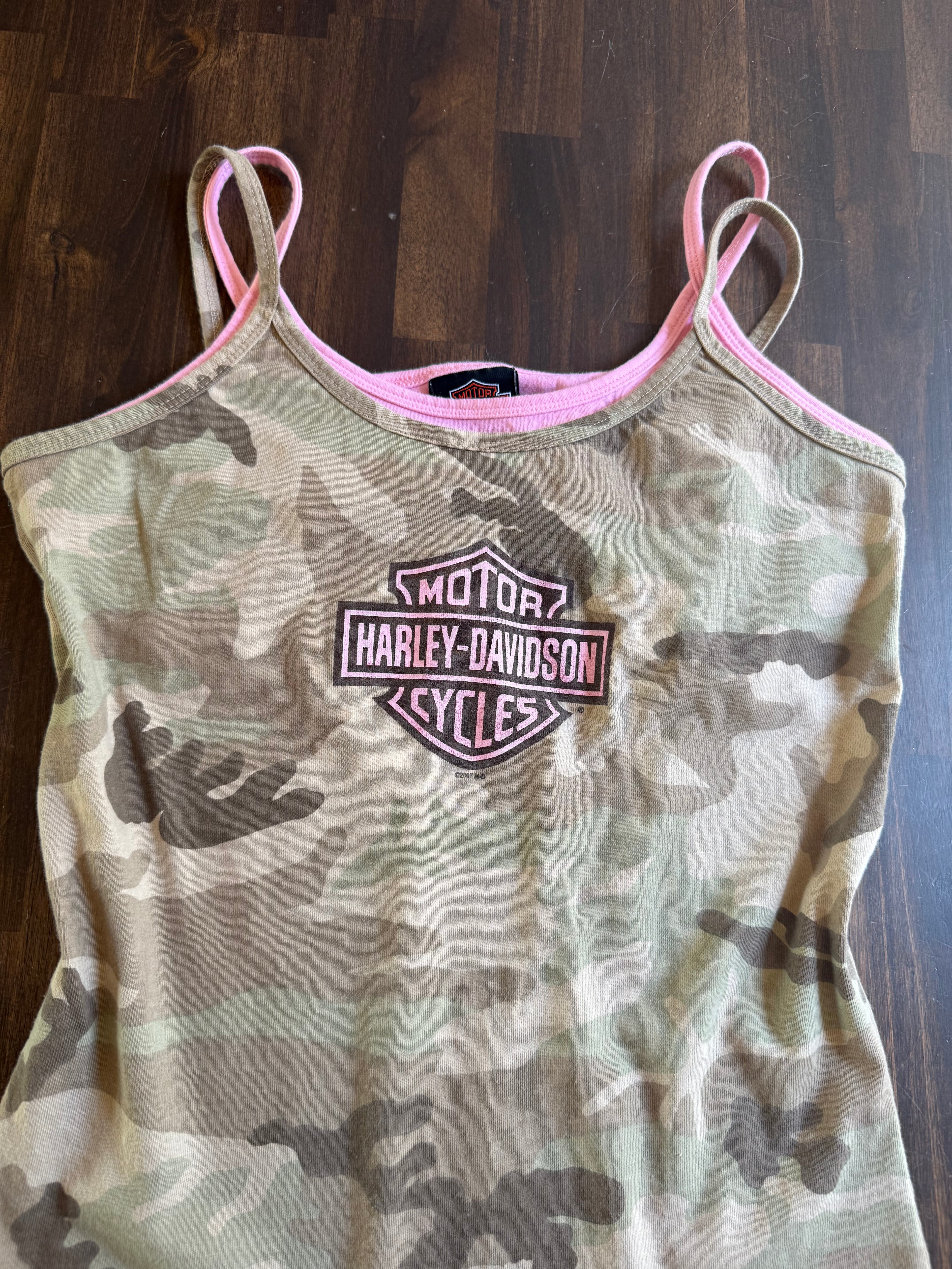 Harley Double Layered Pink Camo Tank - Medium