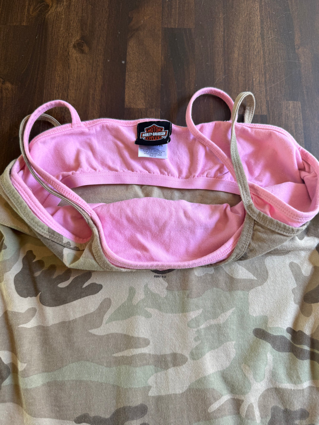 Harley Double Layered Pink Camo Tank - Medium
