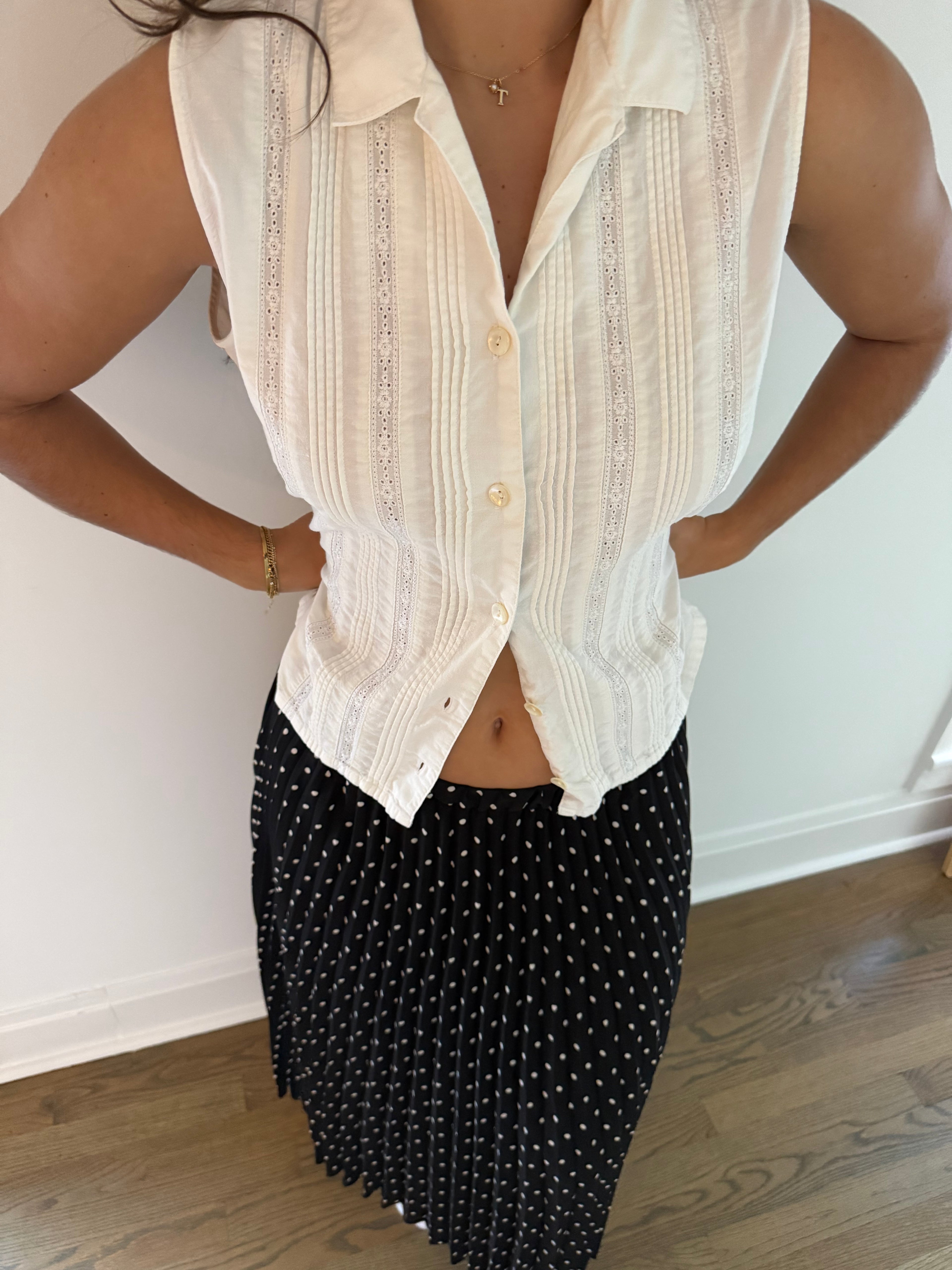 Lace Button Tank - Large