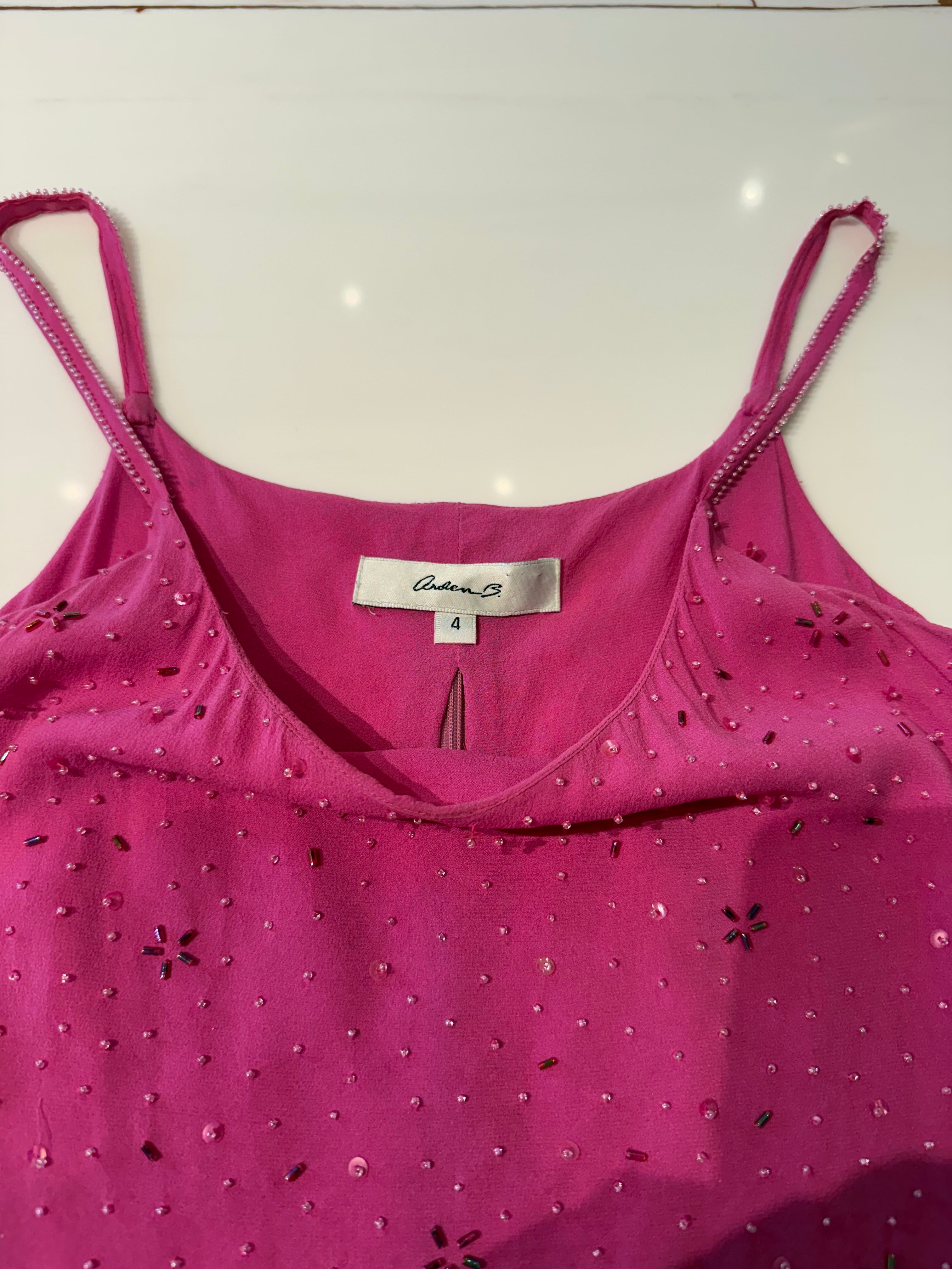 Pink Arden B Beaded Tank - Size 4
