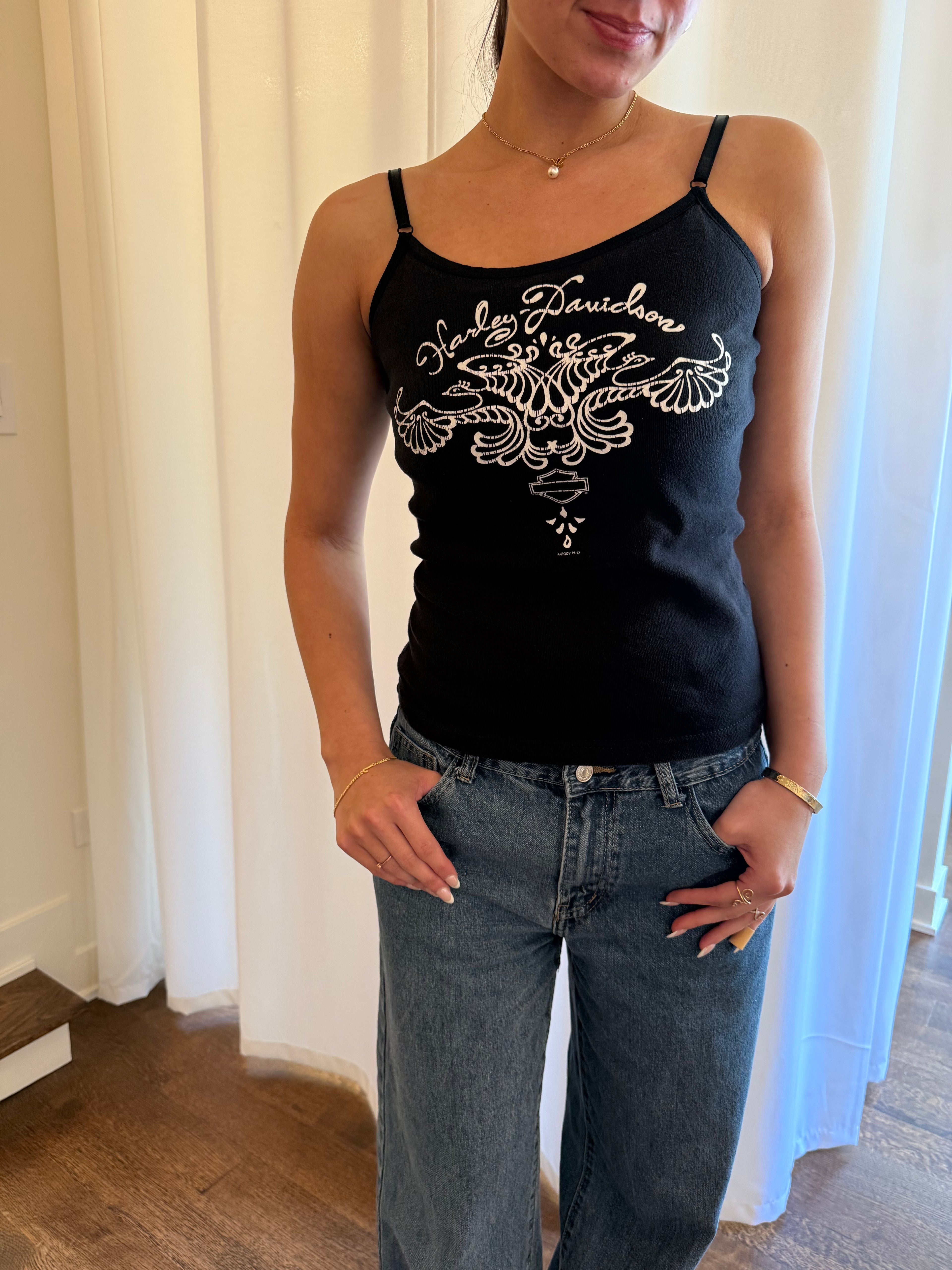 Harley Cursive Spaghetti Strap Tank - Medium