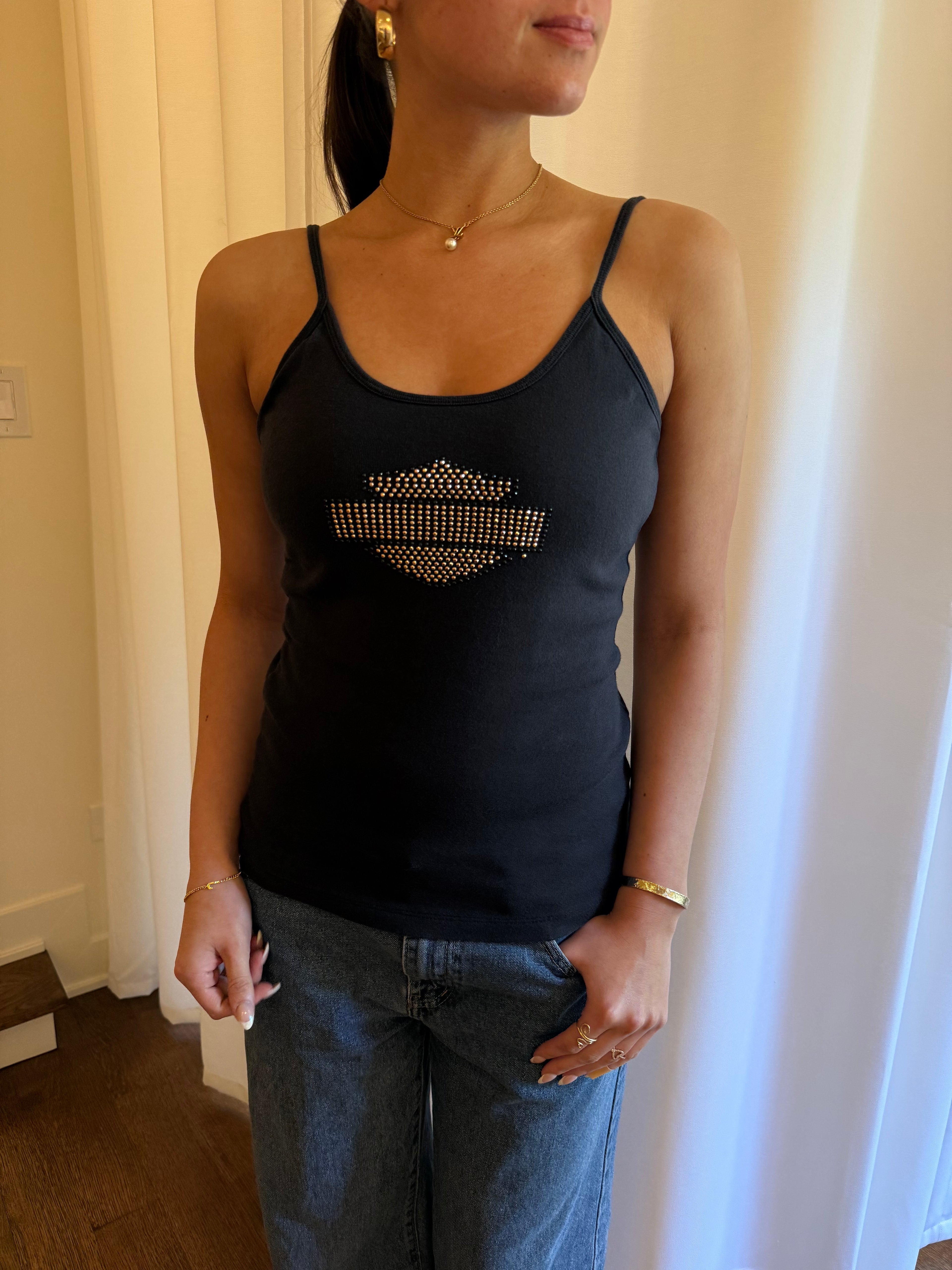 Harley Longline Rhinestone Tank - S/M