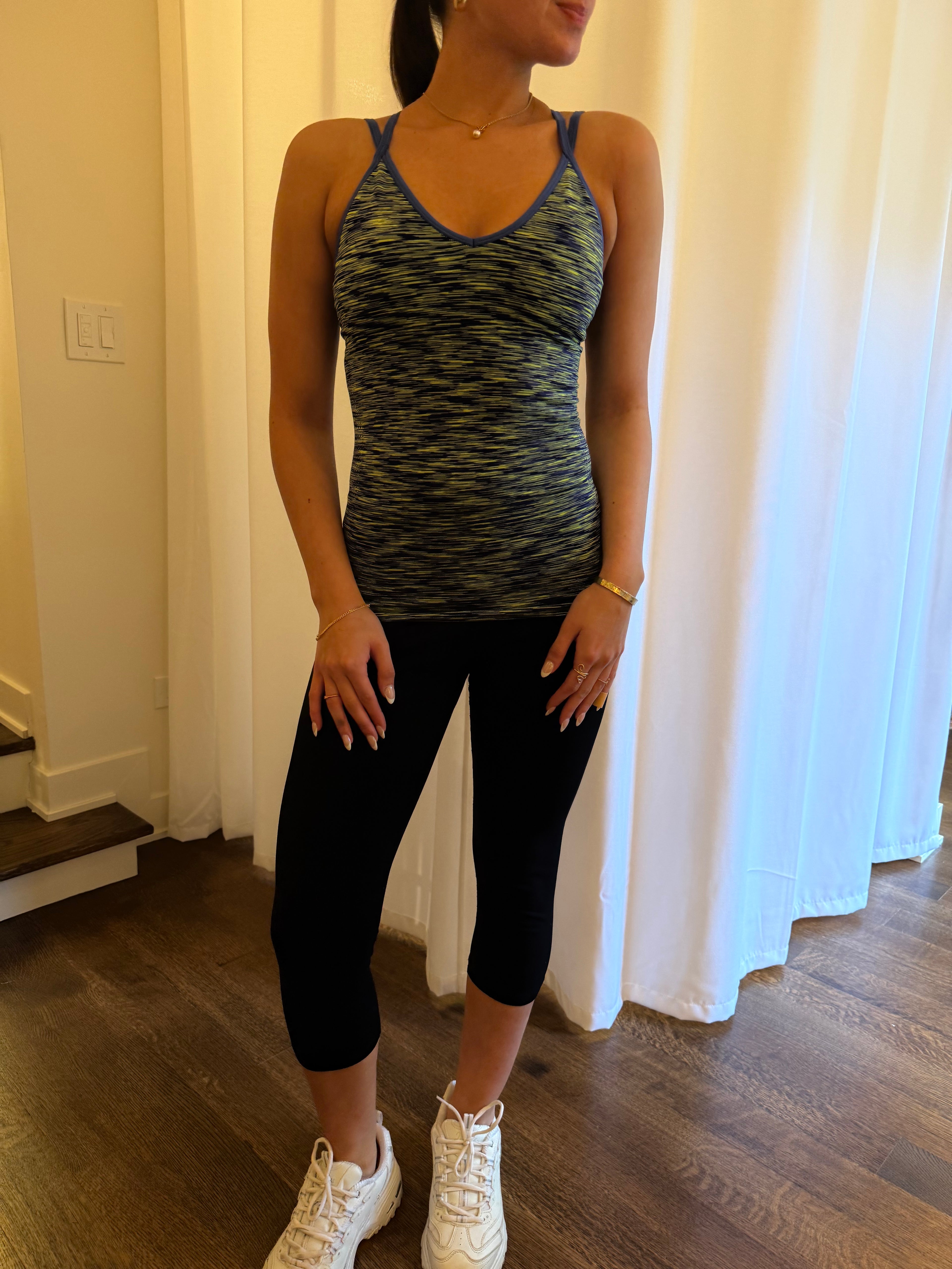 Strappy Green & Blue Longline Tank - S/M