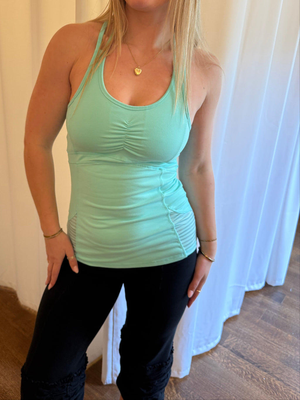 Teal Double Strap Longline Tank - Medium