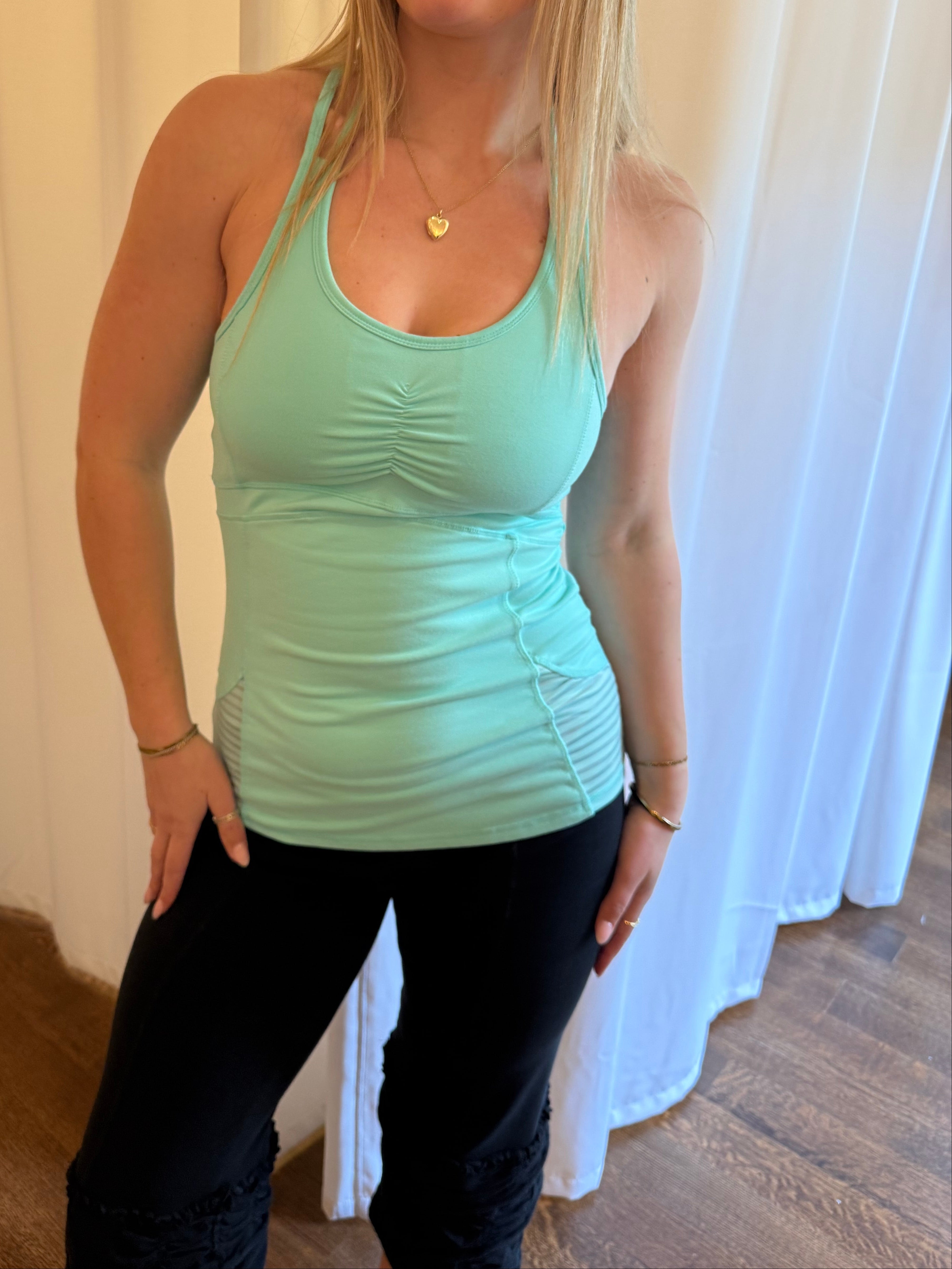 Teal Double Strap Longline Tank - Medium