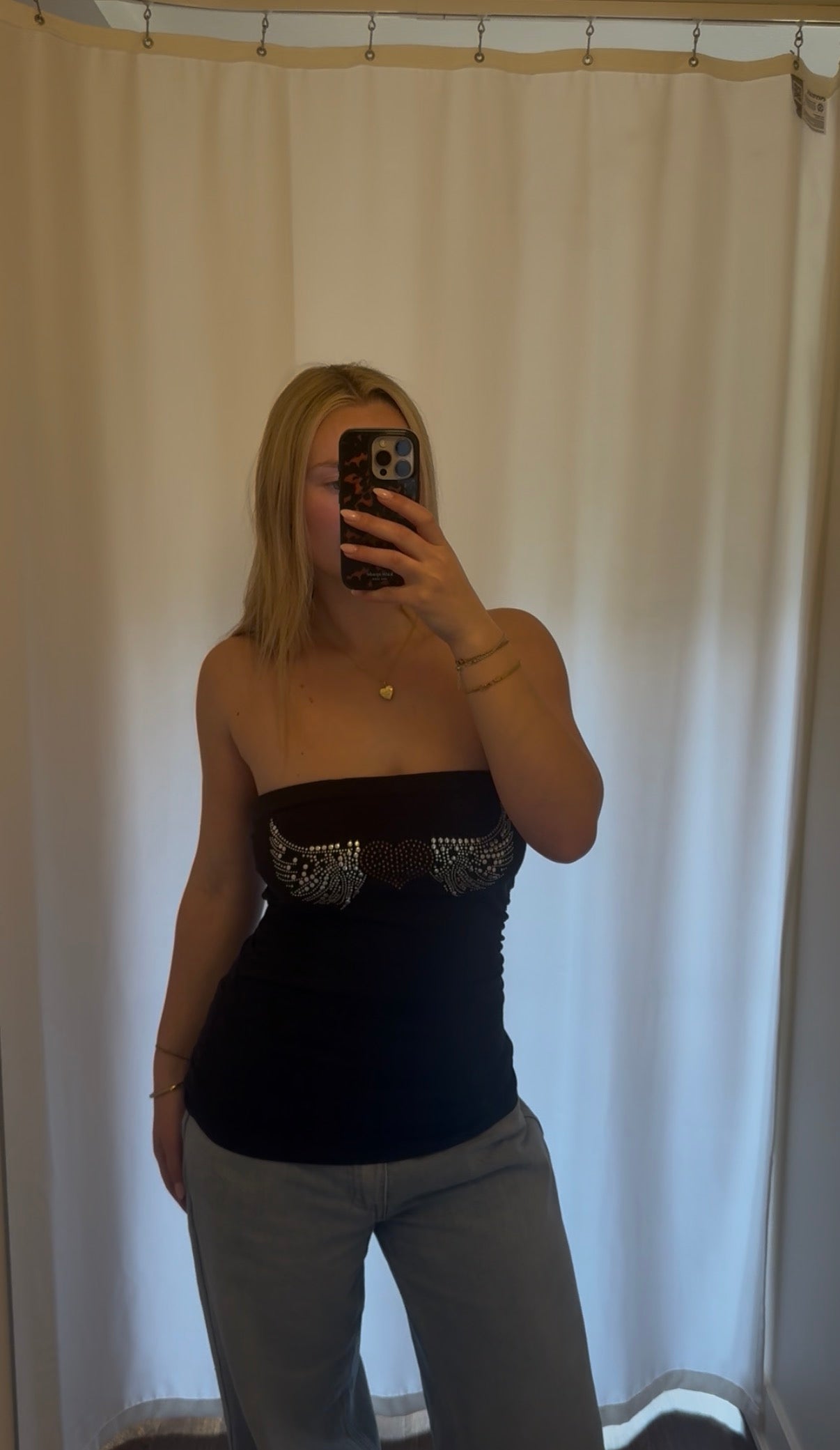 Rhinestone Angel Heart Tube Top - Large