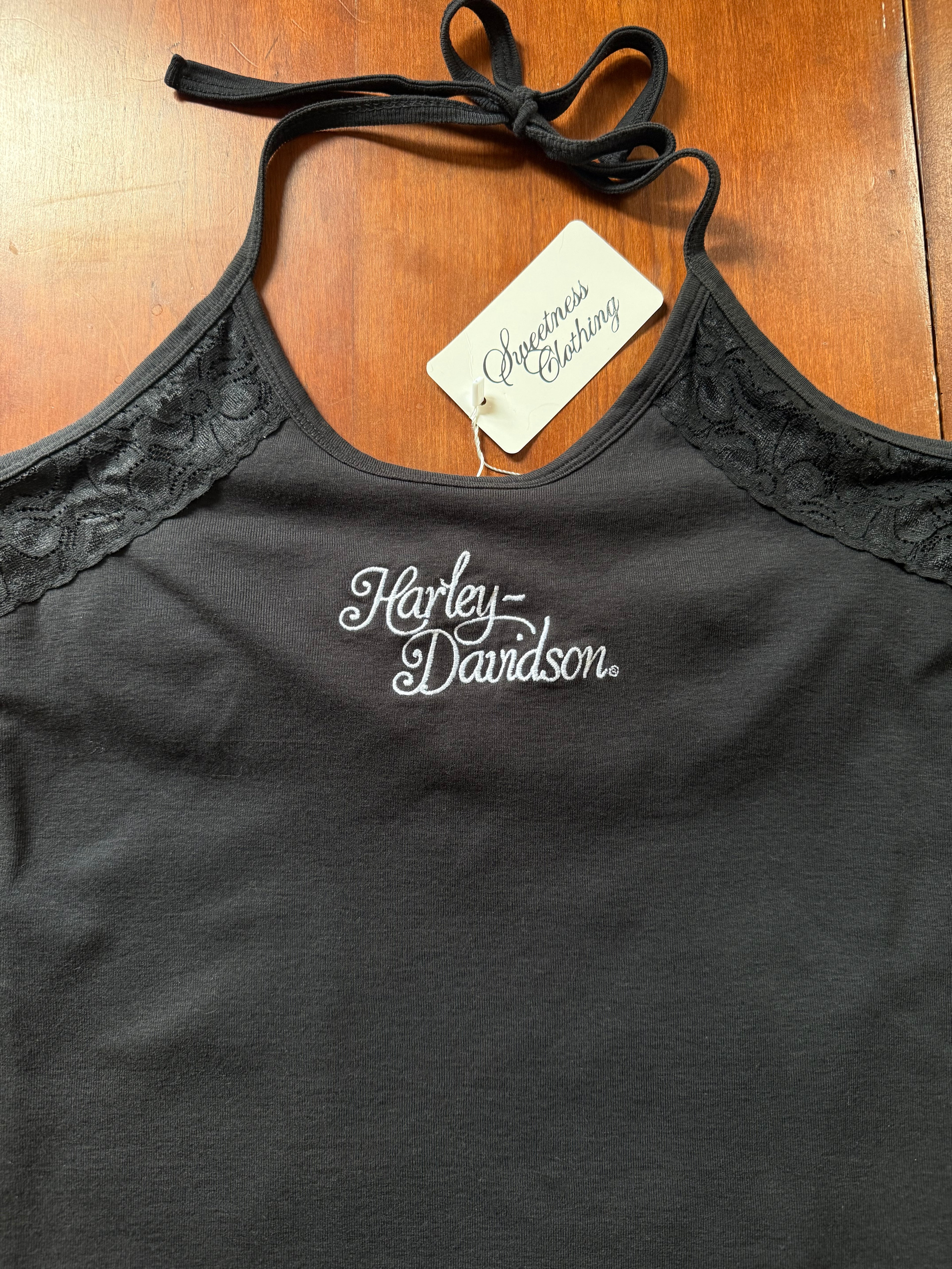 Harley Black Lace Halter Tank - Large