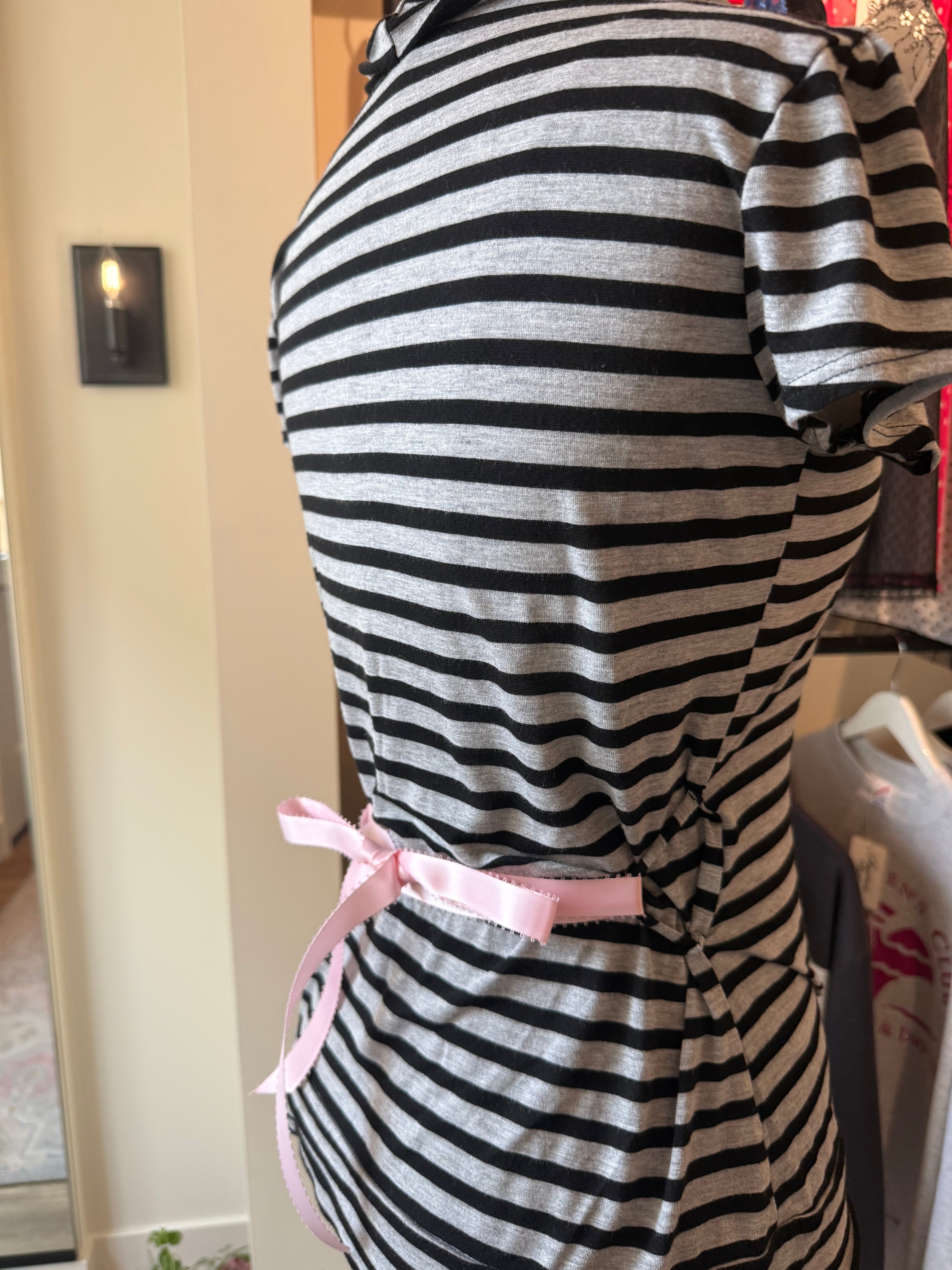 Cowl Neck Striped Top - Medium