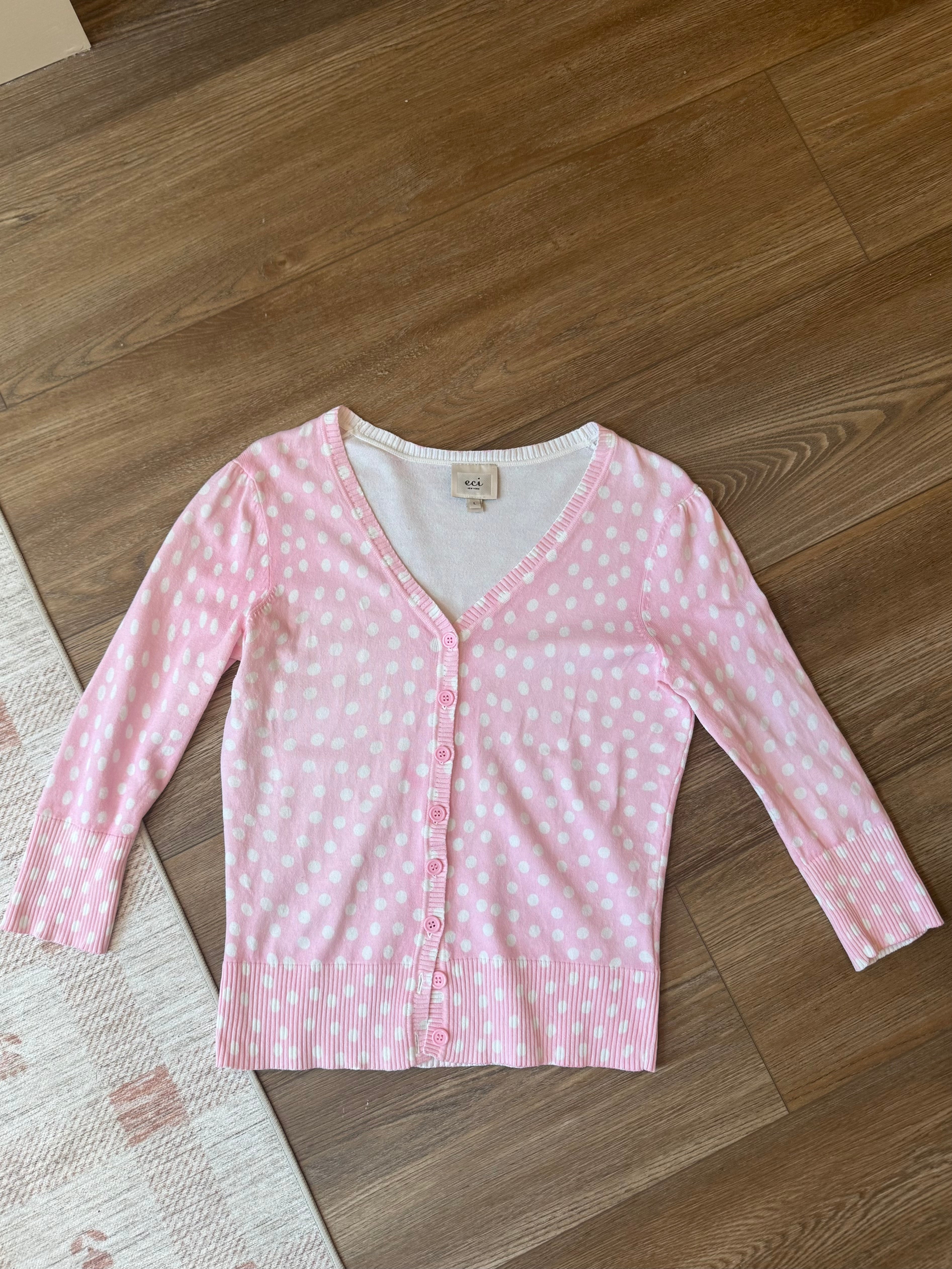Pink Polka Dot Button Cardi - Large