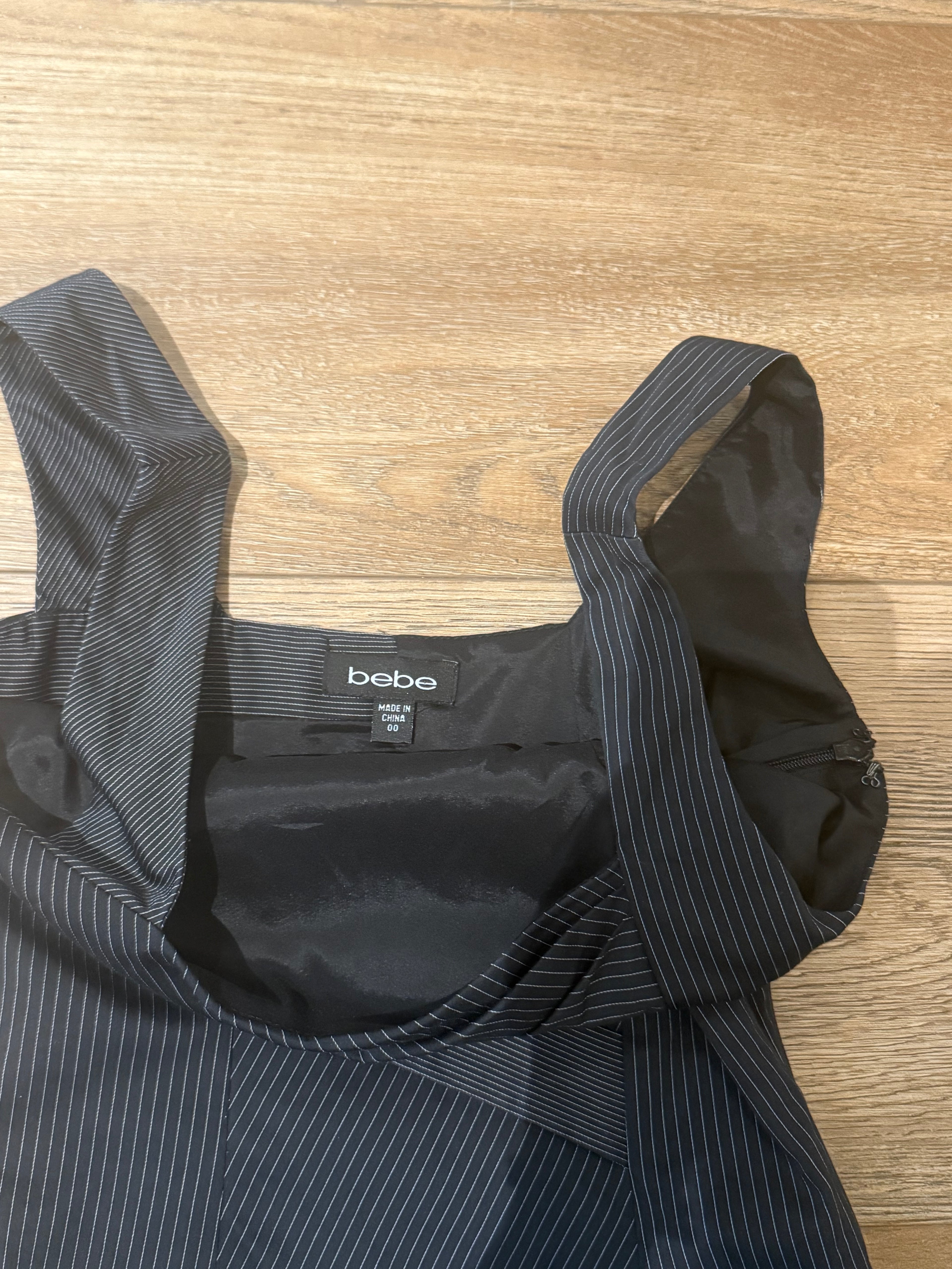 Bebe Pinstripe Asymmetrical Dress - 00