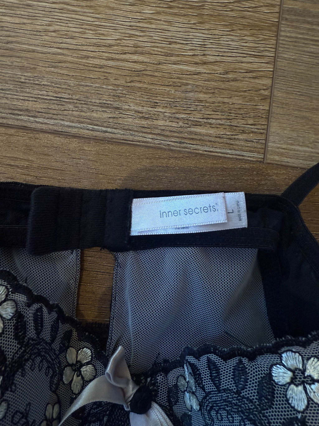 Black and White Embroidered Corset Top - Large