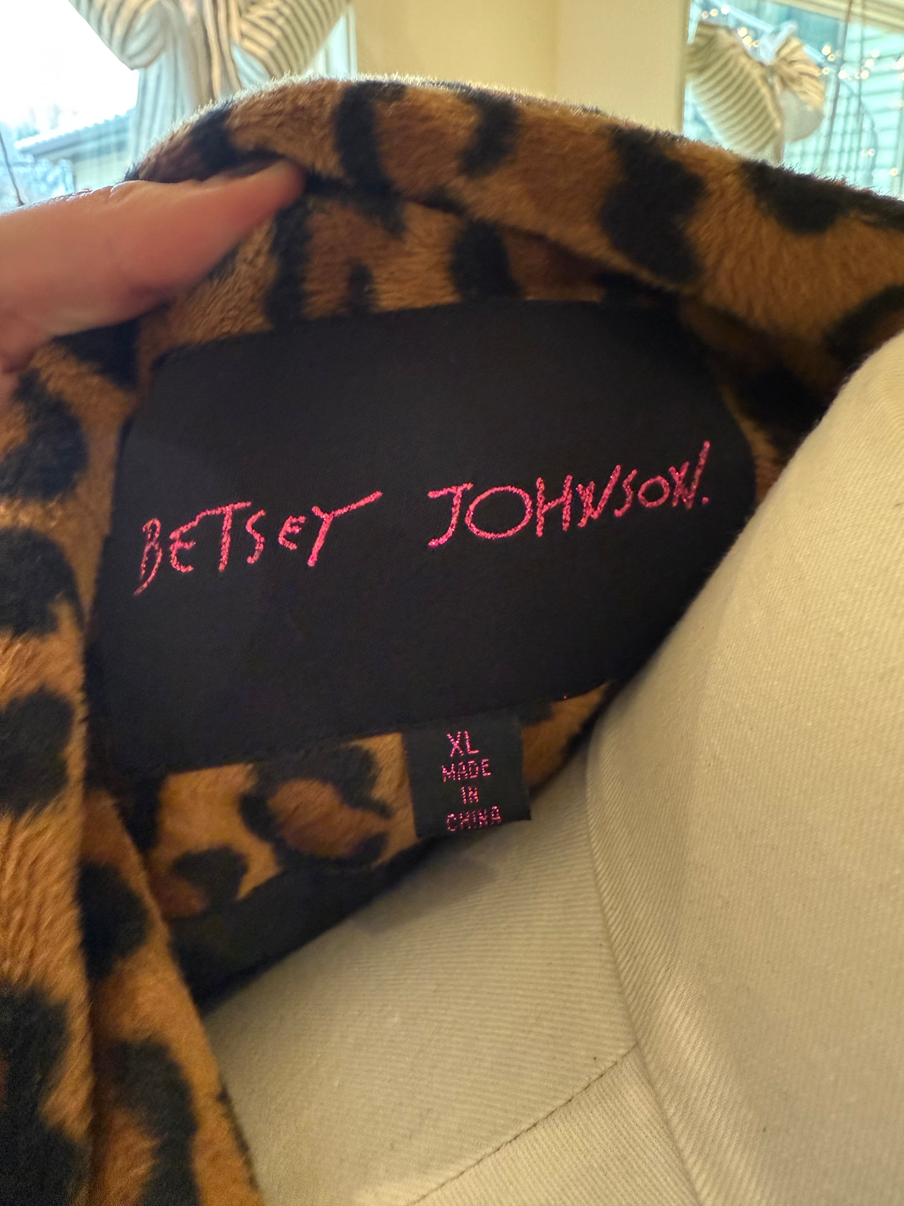 Betsey Johnson Leopard Trench Coat - XL