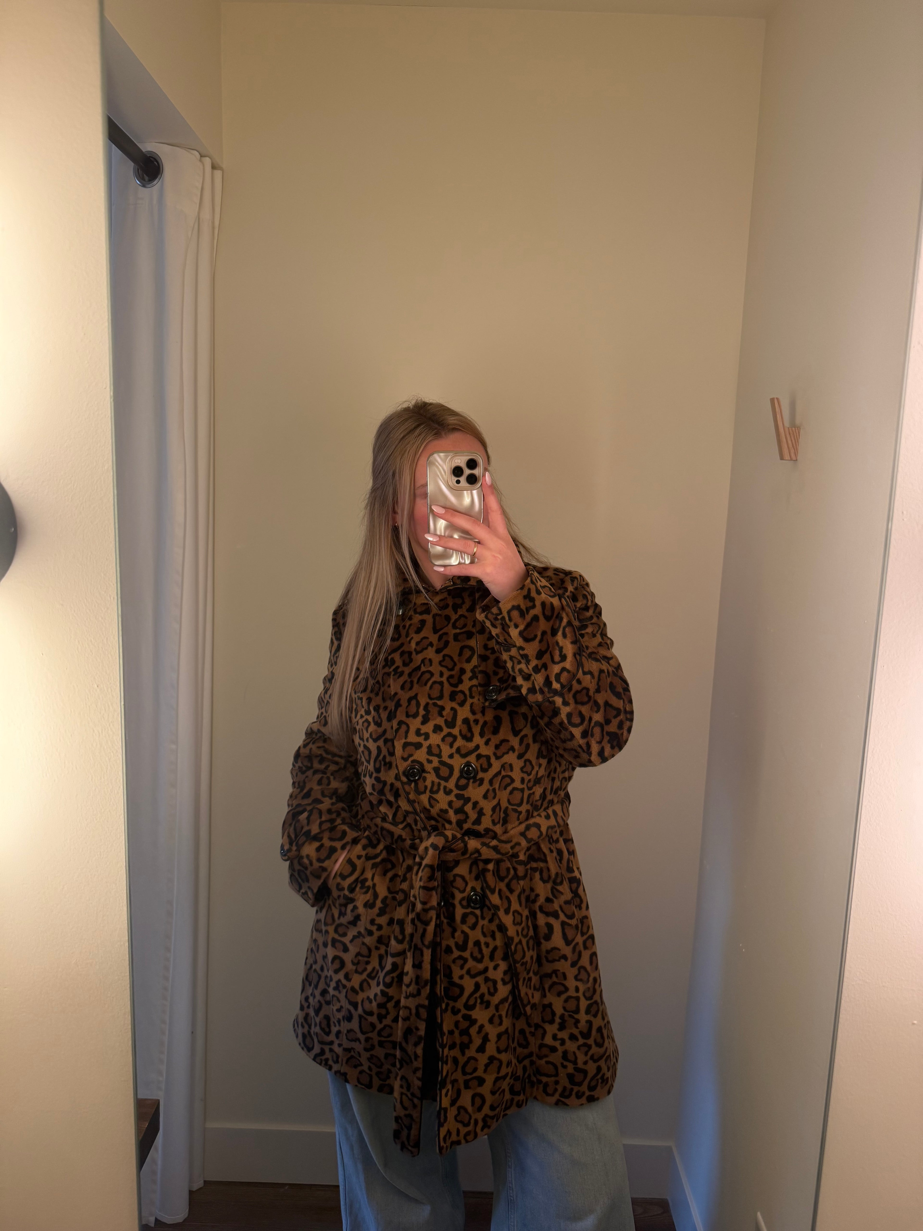 Betsey Johnson Leopard Trench Coat - XL