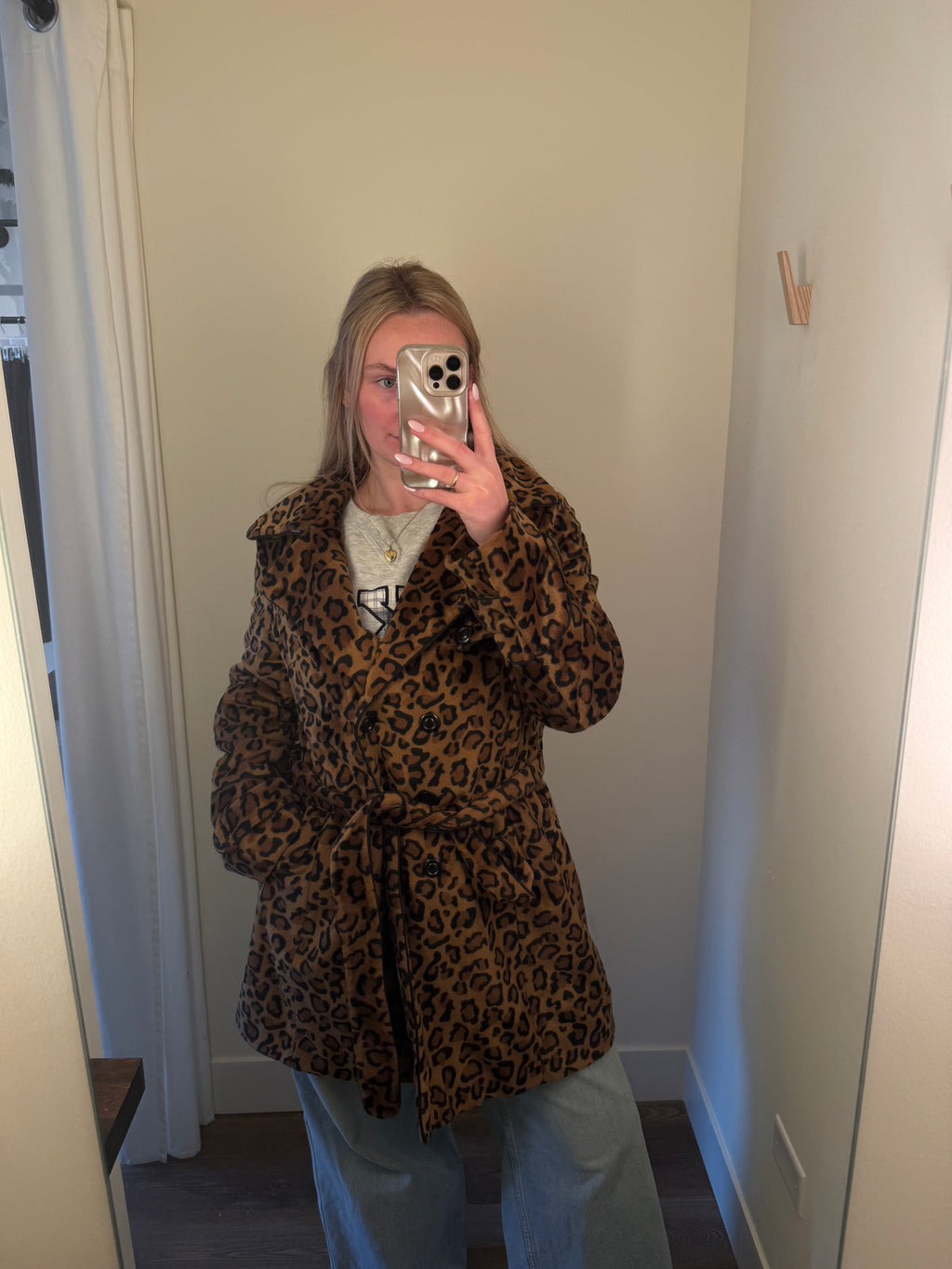 Betsey Johnson Leopard Trench Coat - XL
