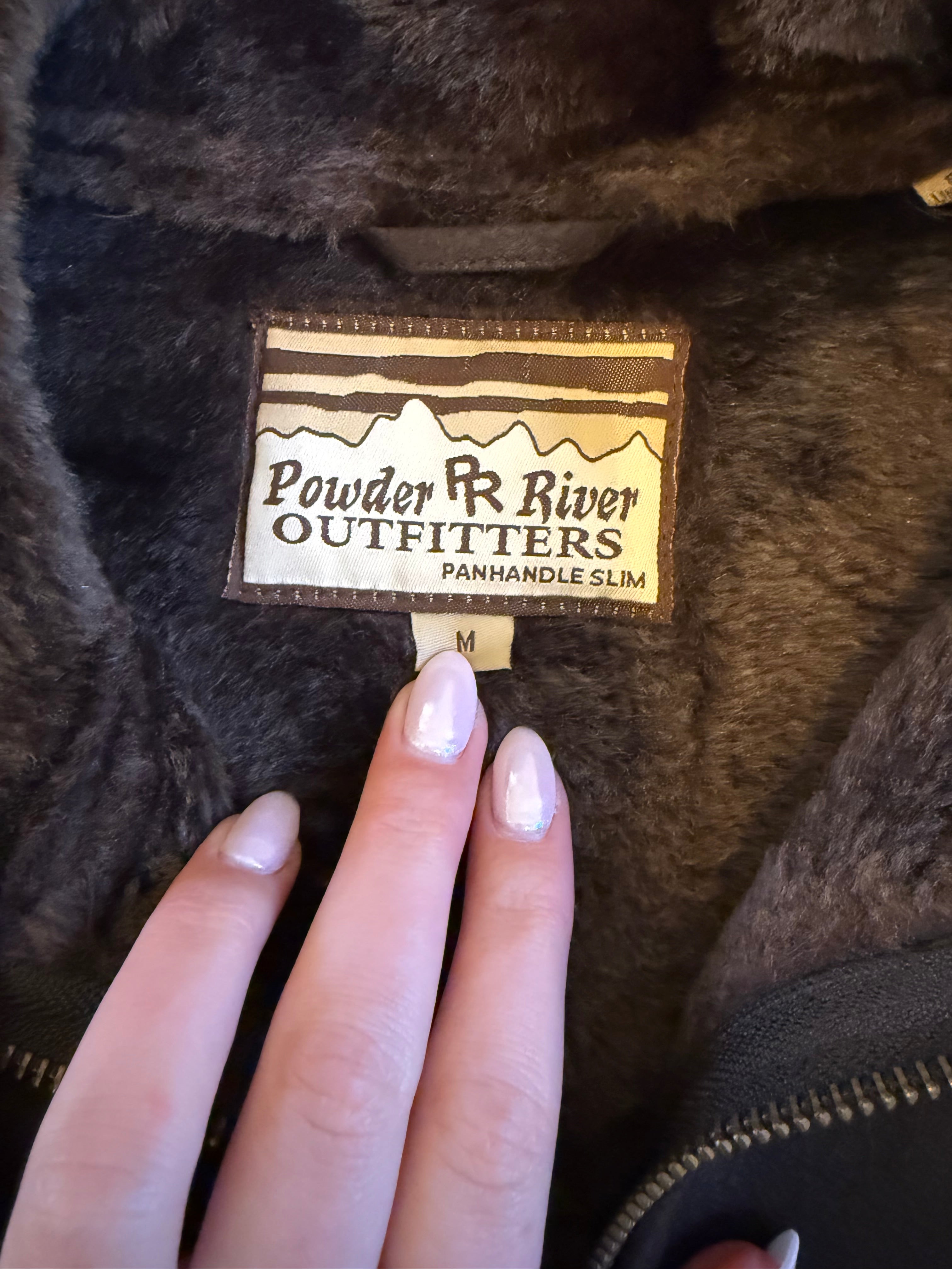 Faux Brown Suede Leather Fur Trim Jacket - S/M