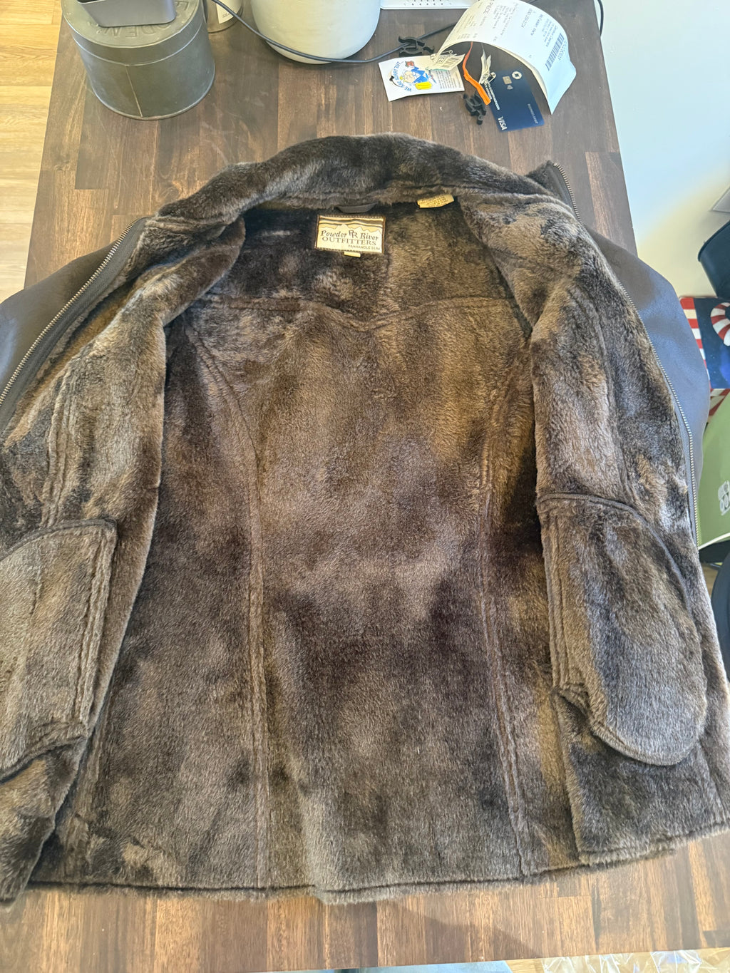 Faux Brown Suede Leather Fur Trim Jacket - S/M