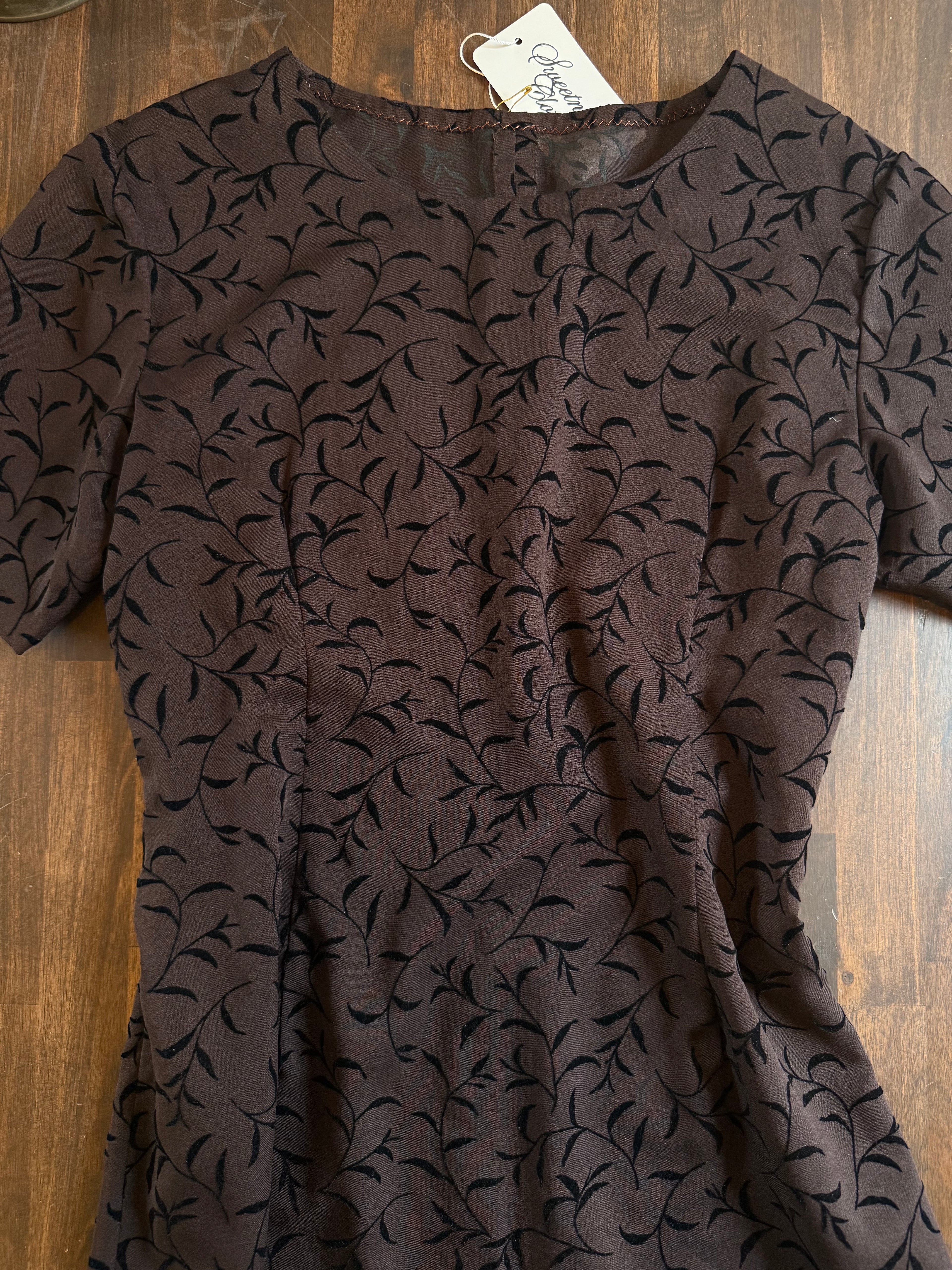 Sheer Brown Floral Dress - Small