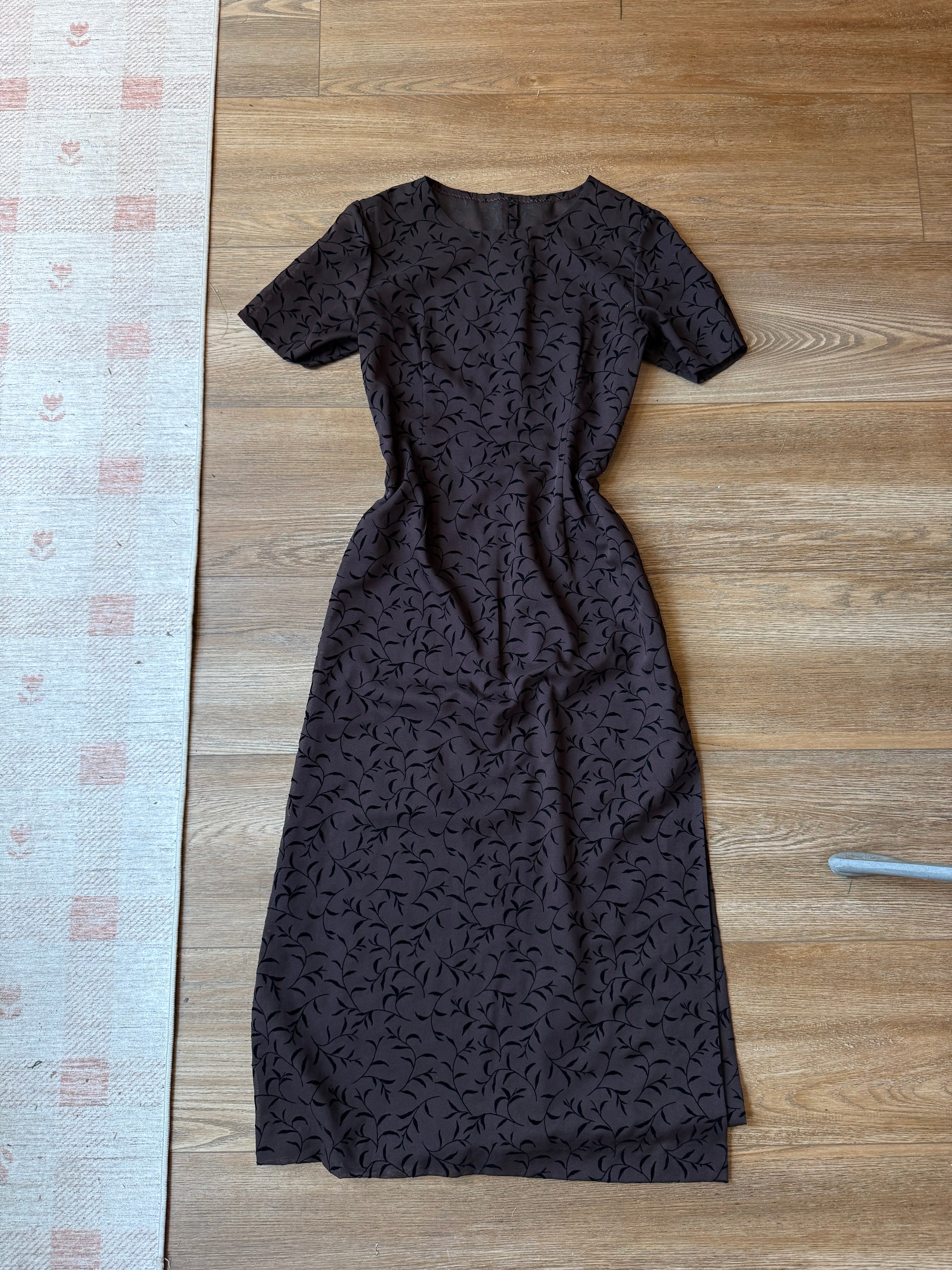 Sheer Brown Floral Dress - Small