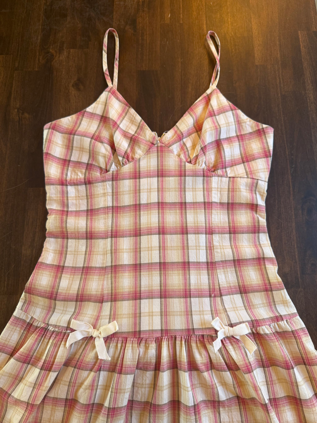 Plaid Bow Detail Dress - Small