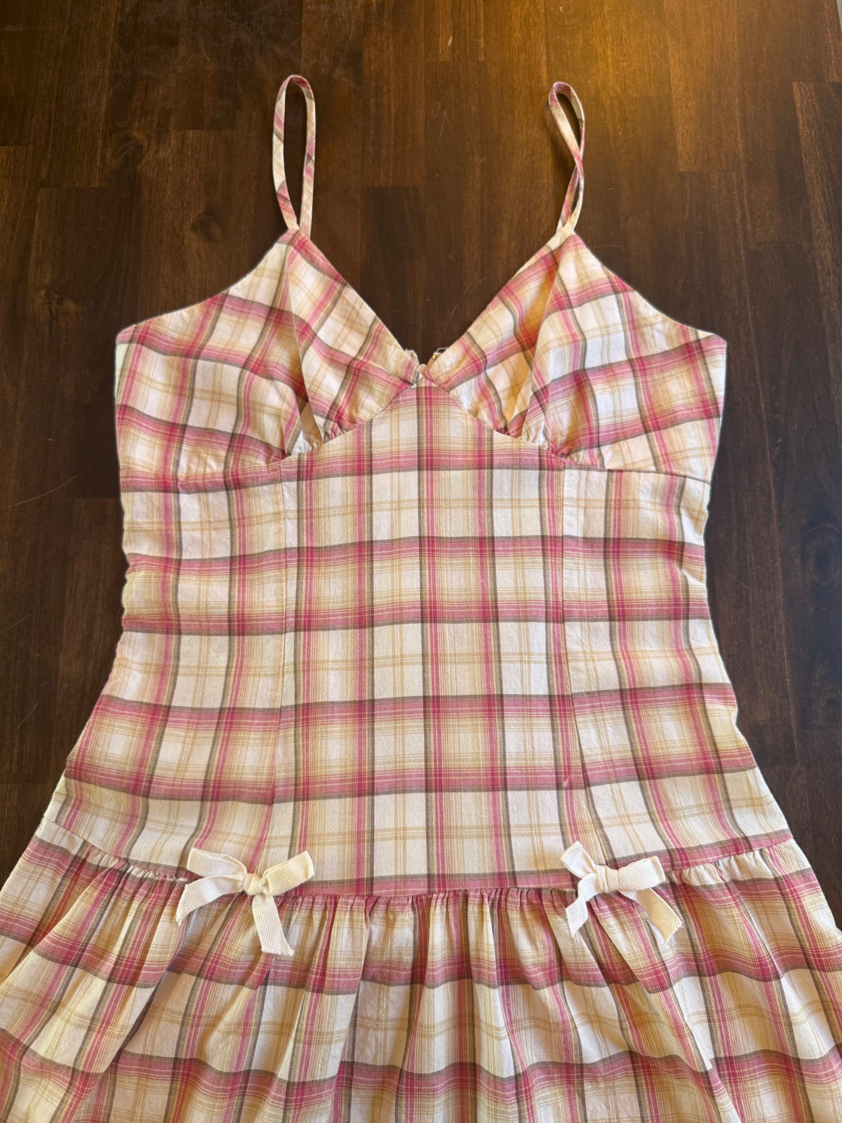 Plaid Bow Detail Dress - Small