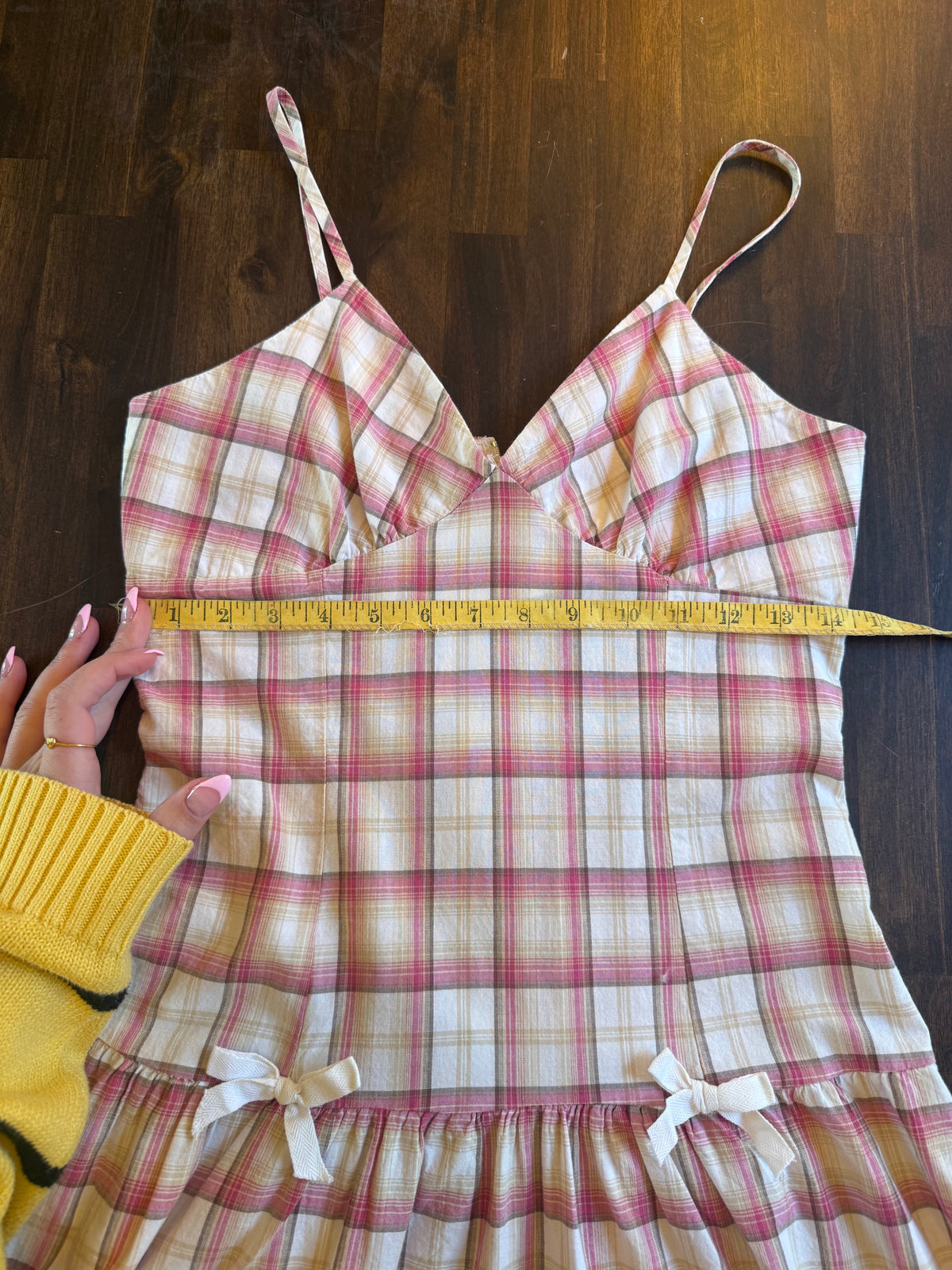 Plaid Bow Detail Dress - Small