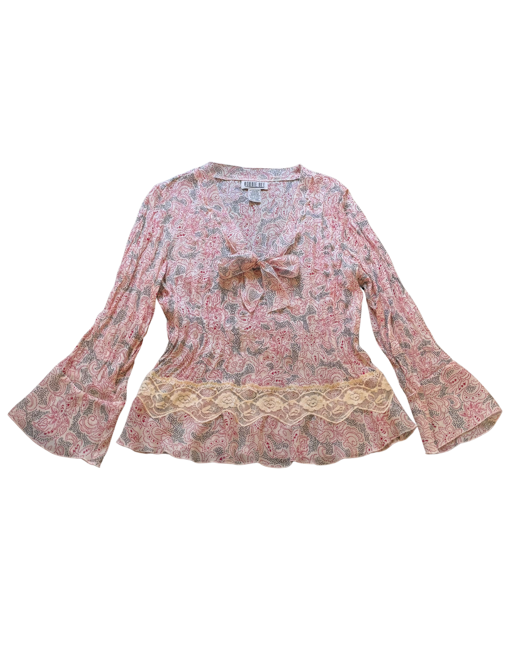 Lace Peplum Hem Blouse - Small