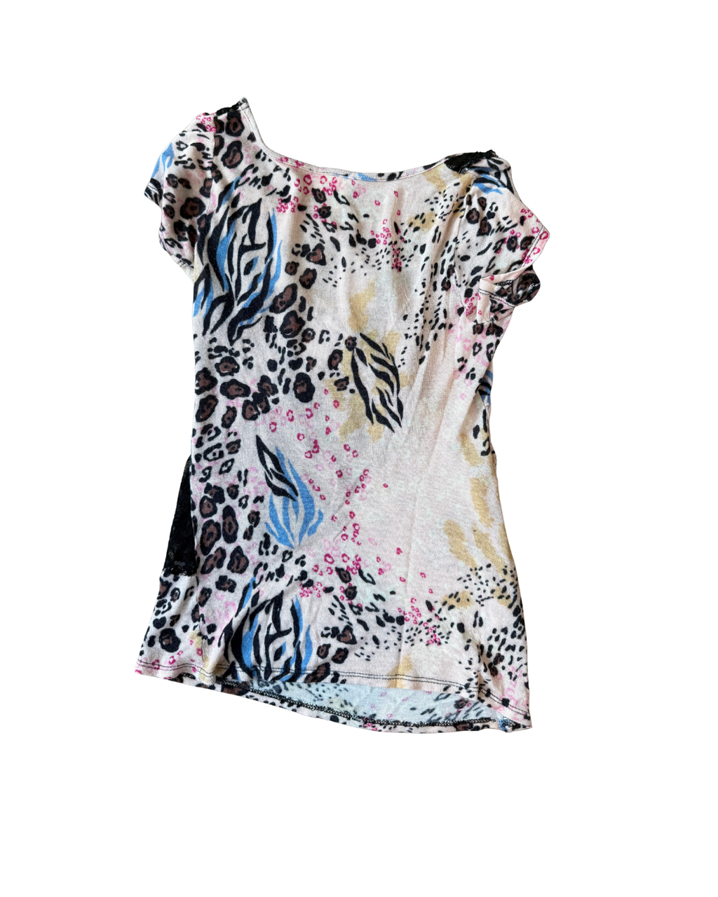 Multi Animal Print Lace Tee - Small