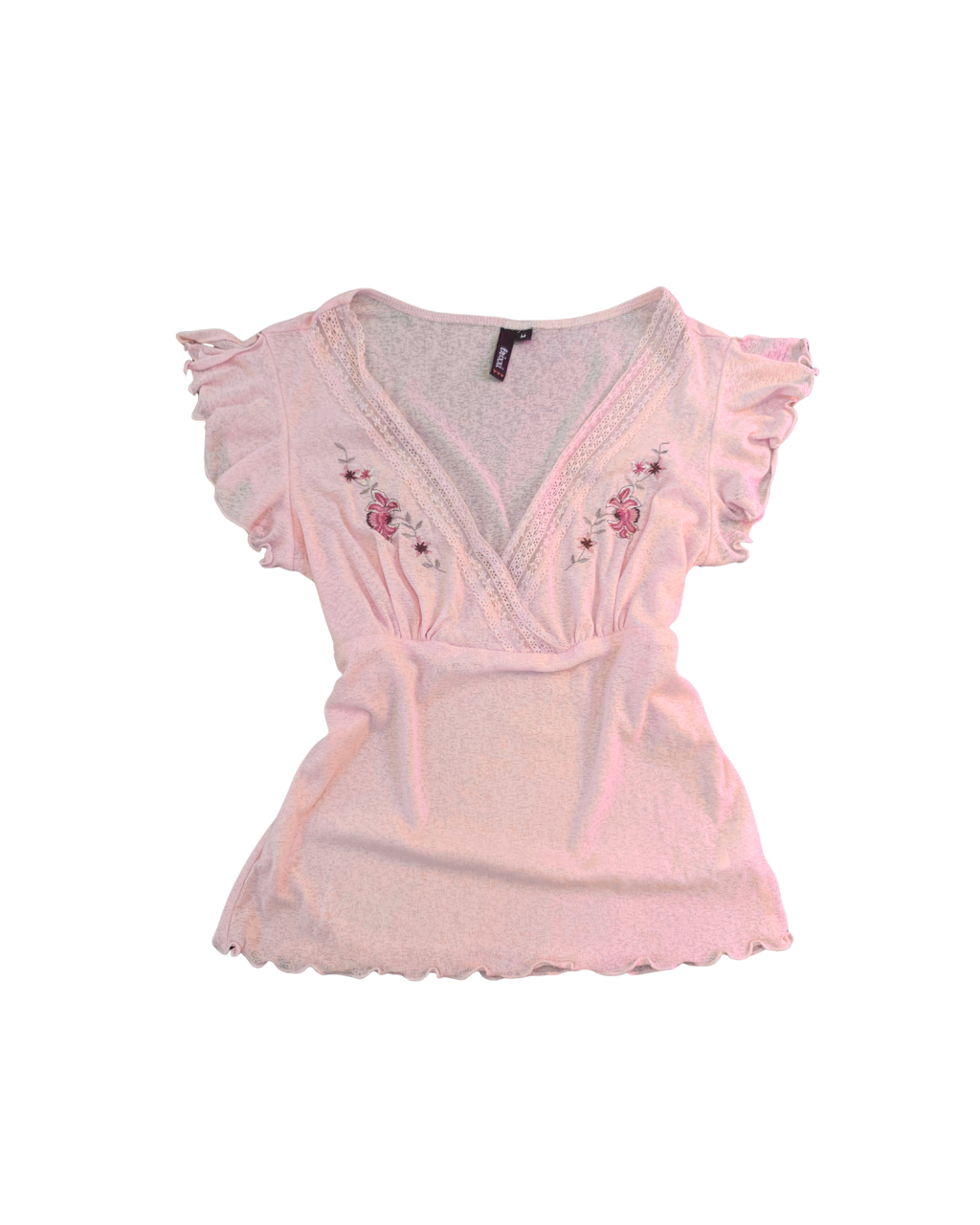 Pink Floral Embroidery Top - Medium