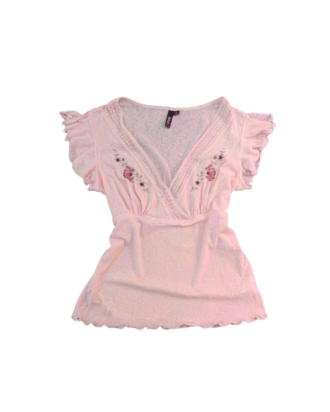 Pink Floral Embroidery Top - Medium