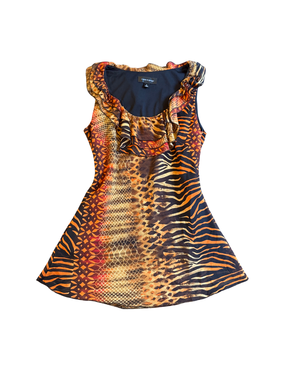 Ruffle Orange Zebra Tank - S/M